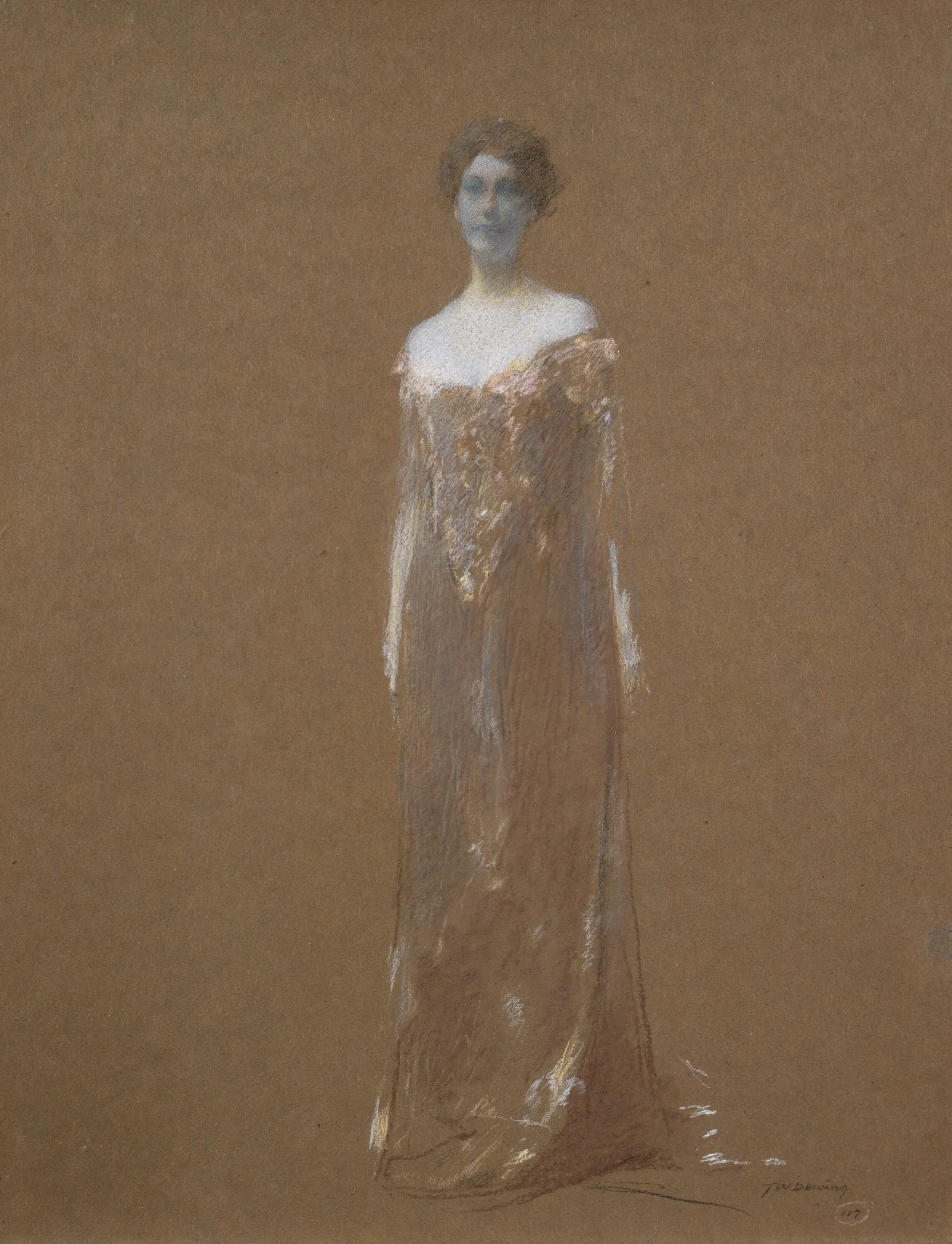 The Evening Dress Wall Art by Thomas Wilmer Dewing - Canvas Print