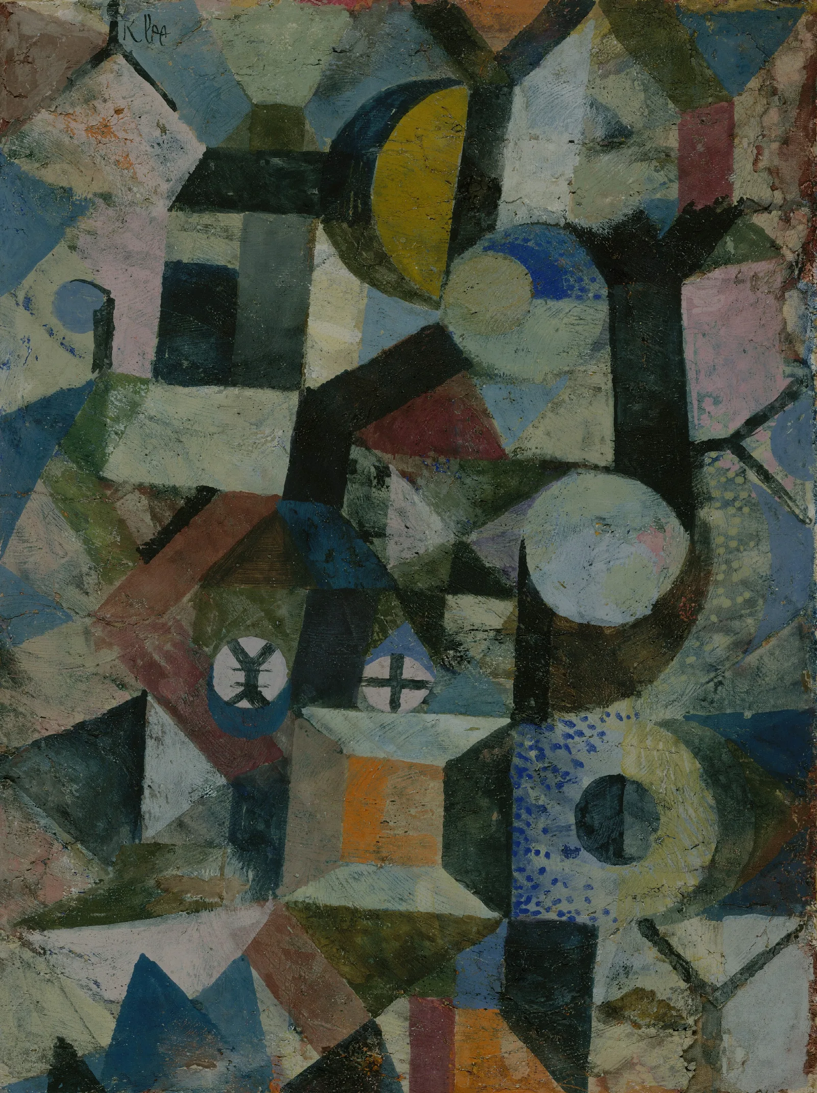 Composition With The Yellow Half Moon And The Y Wall Art by Paul Klee - Canvas Print