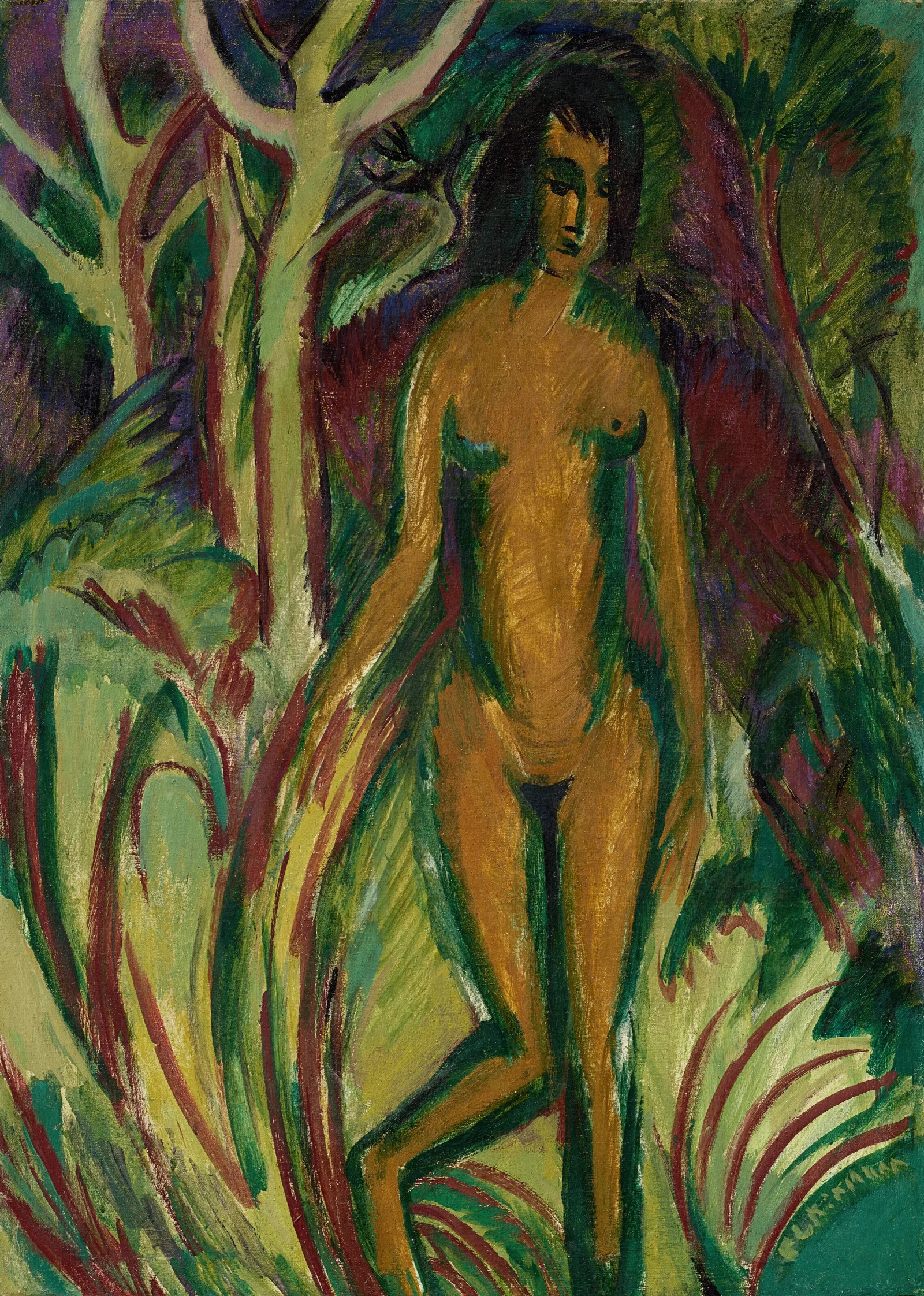 Aus Dem Wald Schreitender Akt Wall Art by Ernst Ludwig Kirchner - Canvas Print