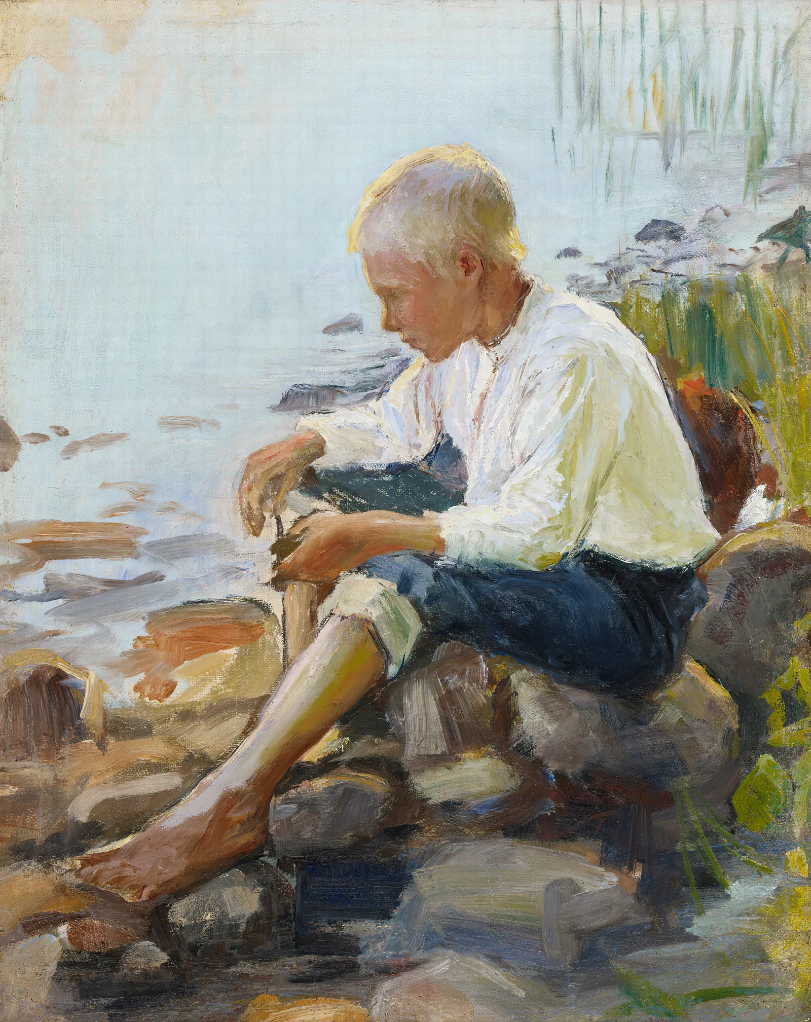 Boy On The Shore Wall Art by Pekka Halonen - Canvas Print