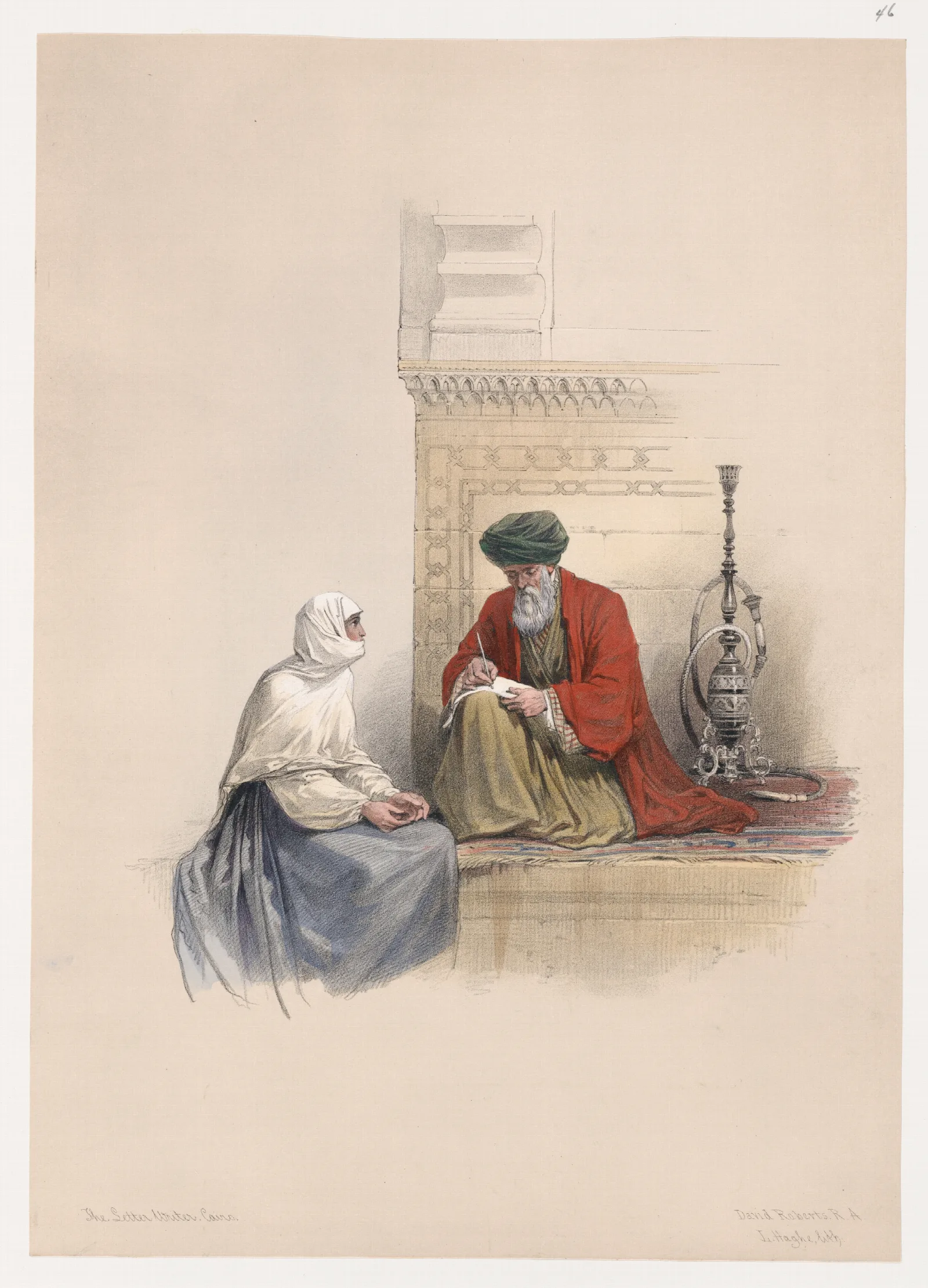 The Letter Writer Cairo Wall Art by David Roberts - Canvas Print