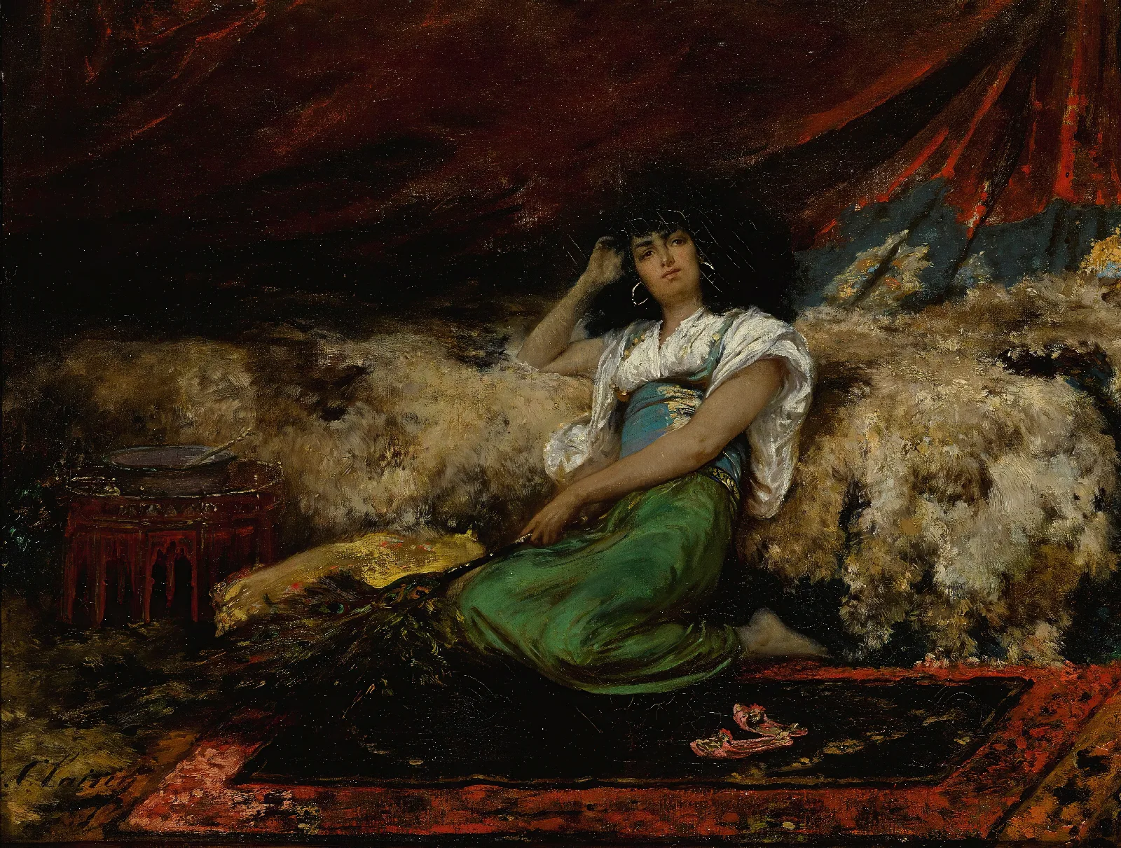 The Peacock Fan Wall Art by Georges Jules Victor Clairin - Canvas Print