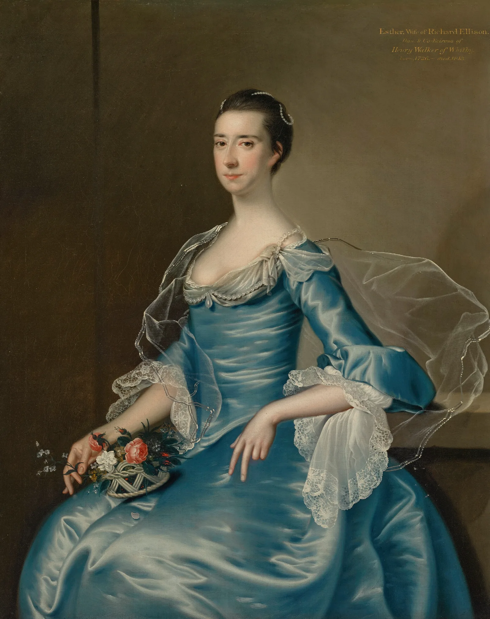 Portrait Of Esther Ellison Nee Walker 1726 1813 Wall Art by Joseph Wright of Derby - Canvas Print