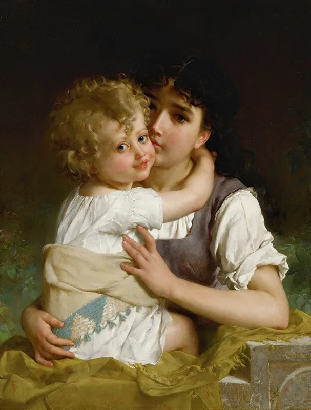 Maternal Affection 2 Wall Art by Émile Munier - Canvas Print
