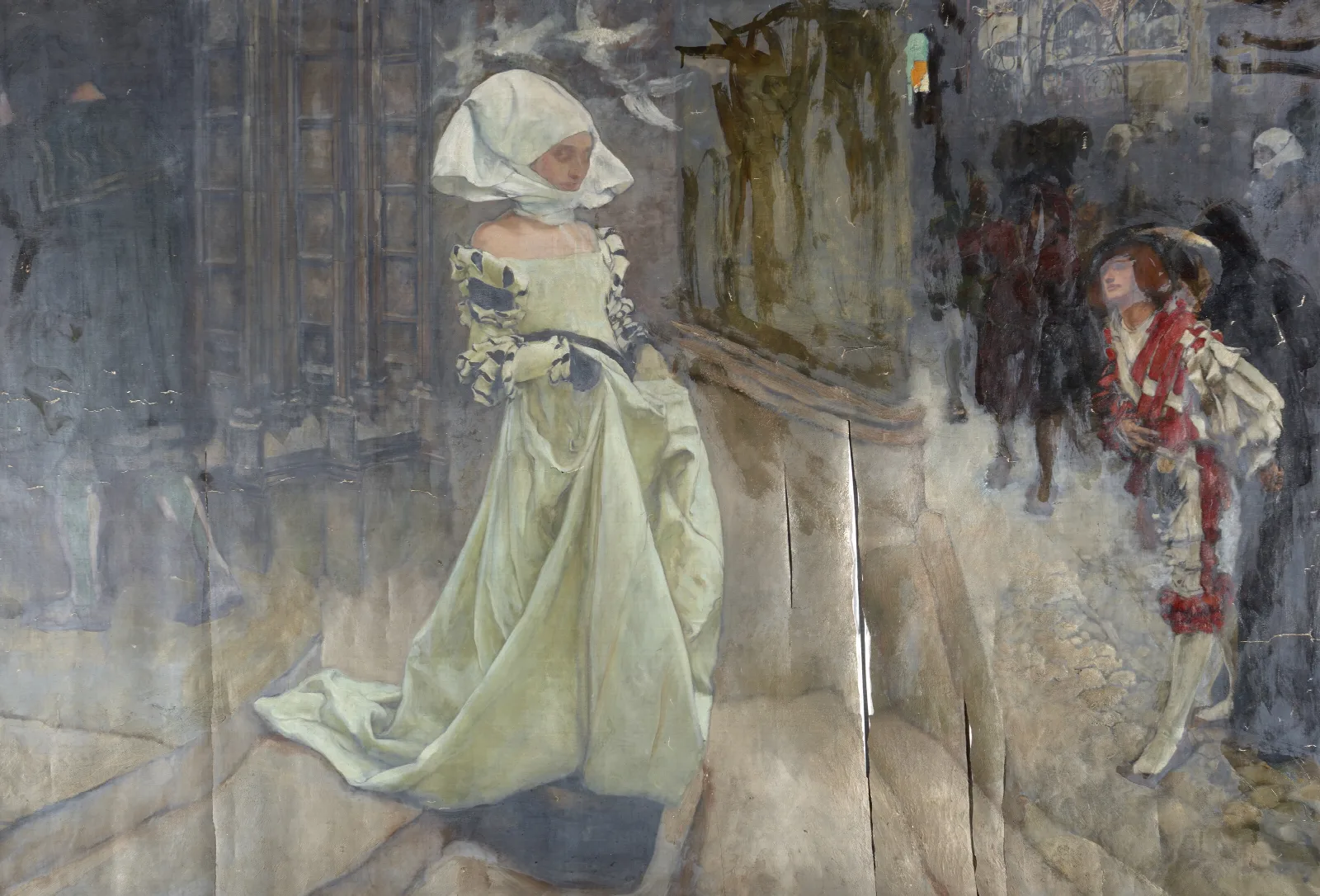 Figure Study Possibly For Margaret And Faust Wall Art by Edwin Austin Abbey - Canvas Print