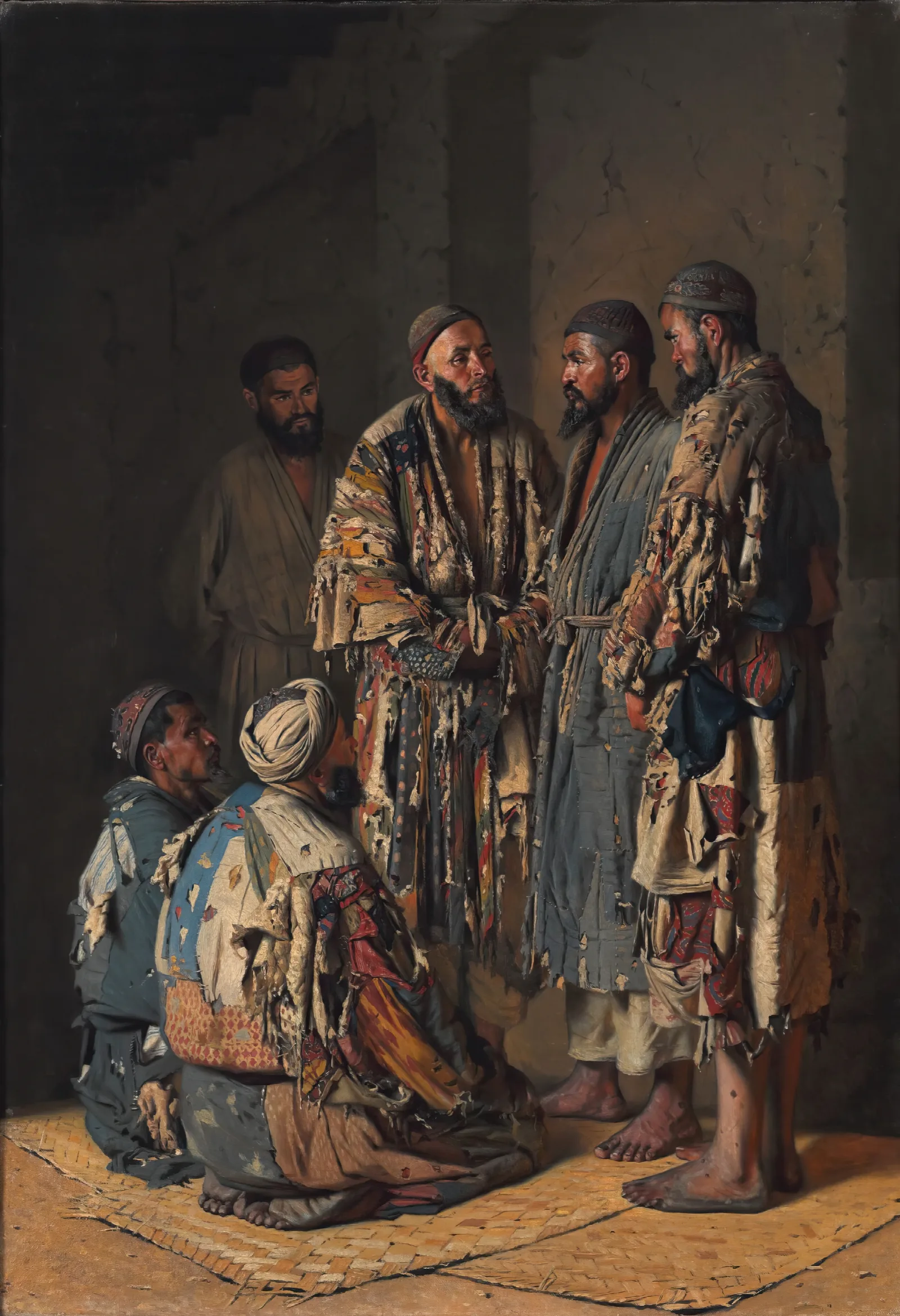 Polititians In Opium Shop Tashkent Wall Art by Vasily Vereshchagin - Canvas Print