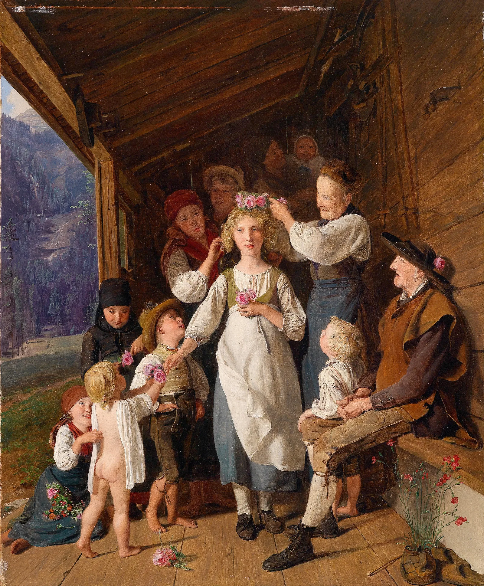 Die Kranzljungfer Wall Art by Ferdinand Georg Waldmüller - Canvas Print