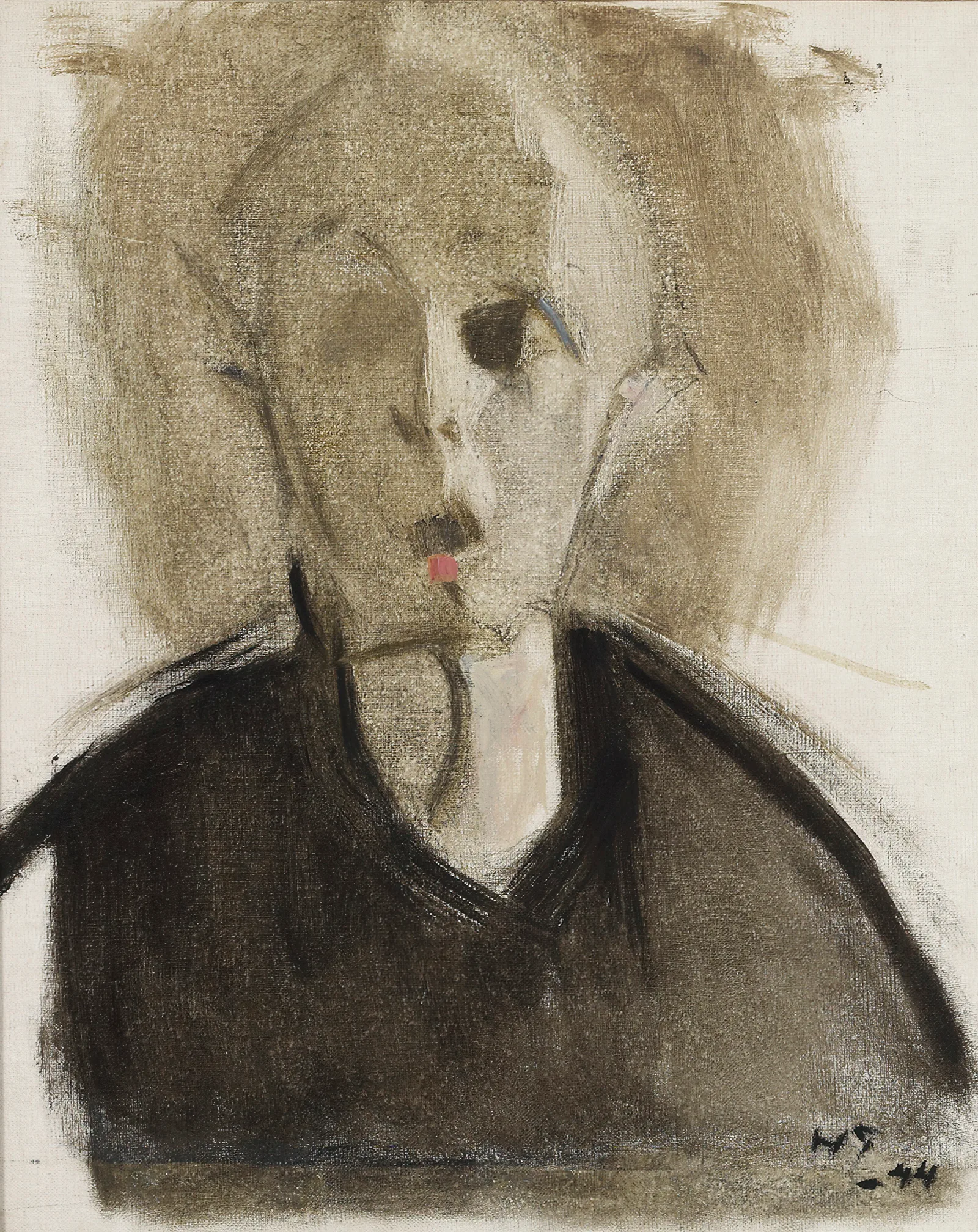 Self Portrait With Red Spot Wall Art by Helene Schjerfbeck - Canvas Print