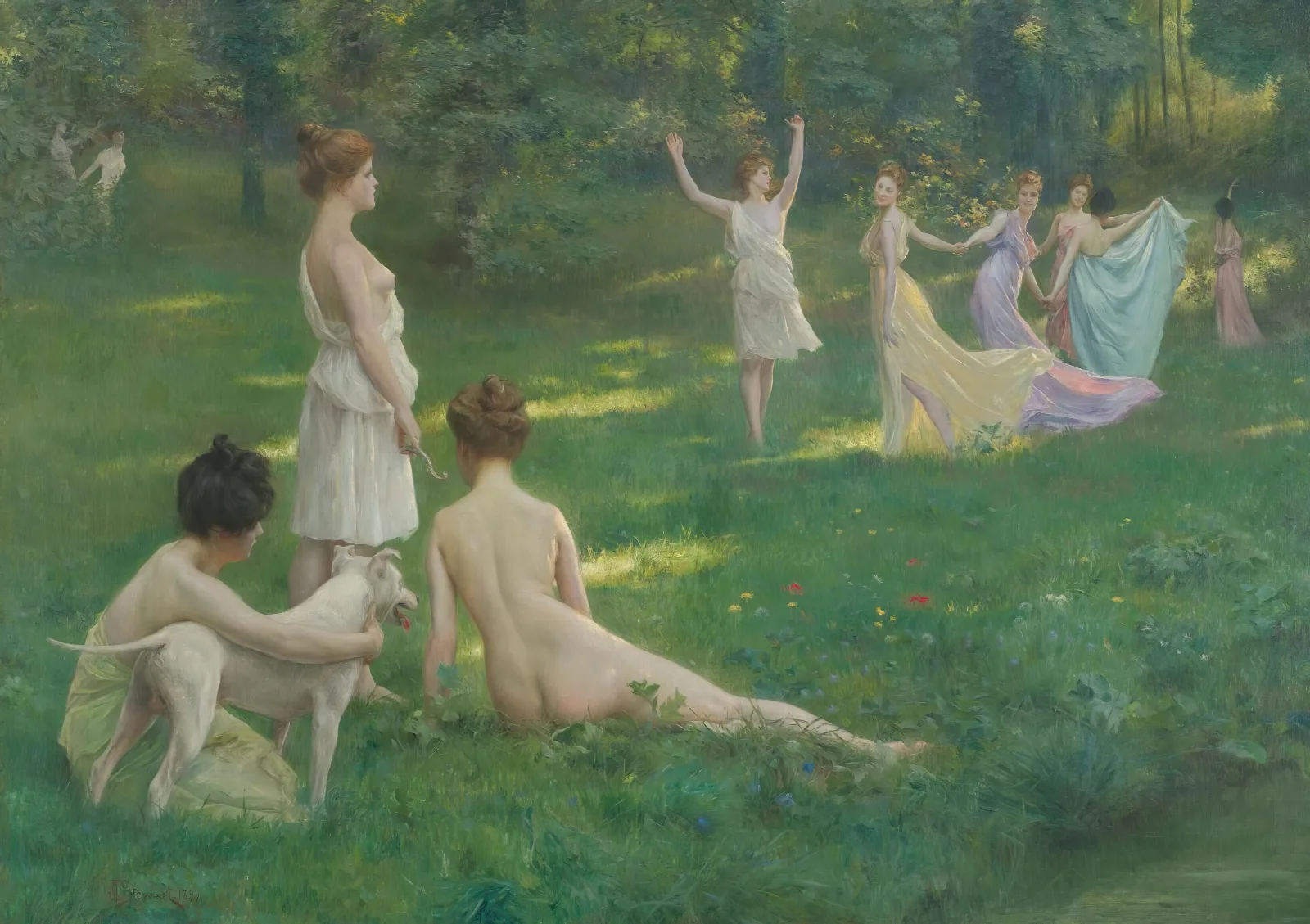 Les Chasseuresses Wall Art by Julius Leblanc Stewart - Canvas Print