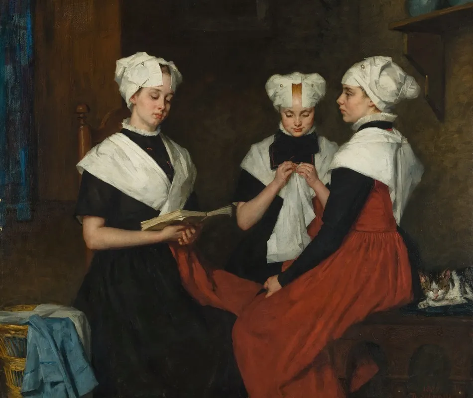 Drie Burgerweesmeisjes Van Amsterdam Wall Art by Thérèse Schwartze - Canvas Print