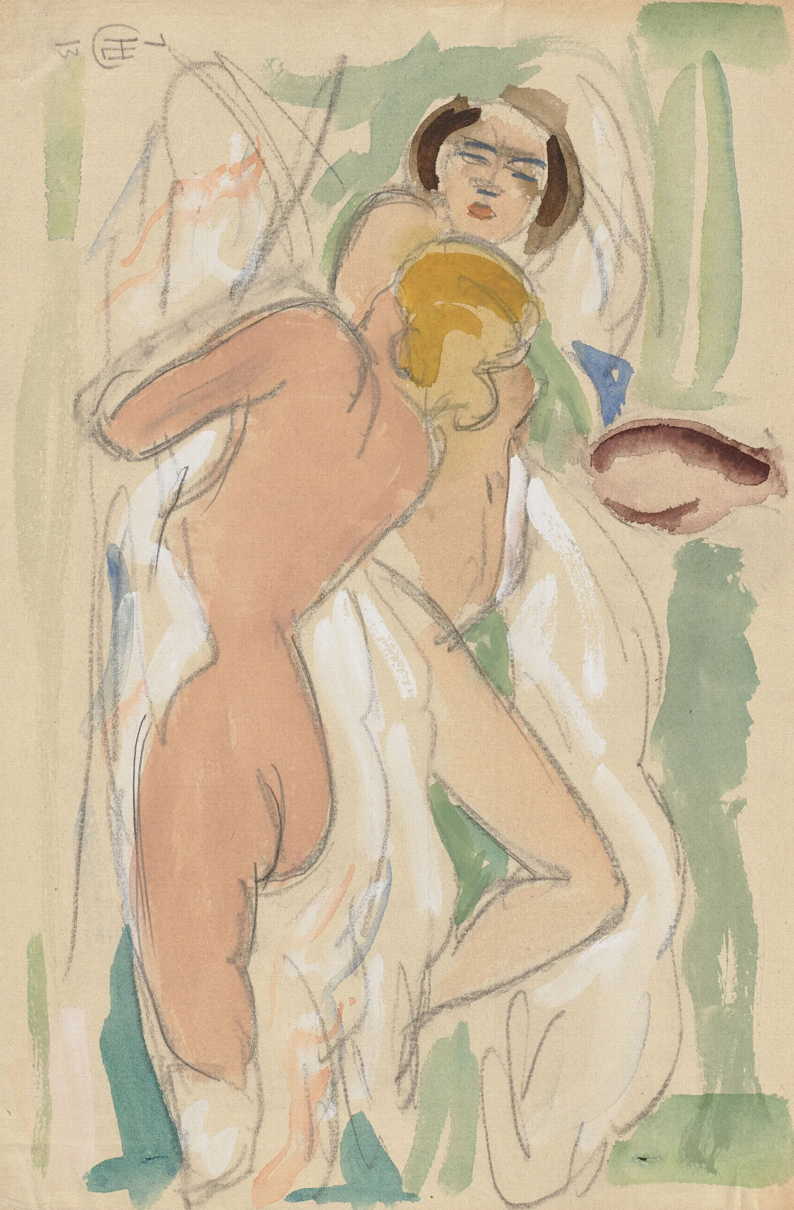 Two Reclining Female Nudes Wall Art by Hermann Lismann - Canvas Print