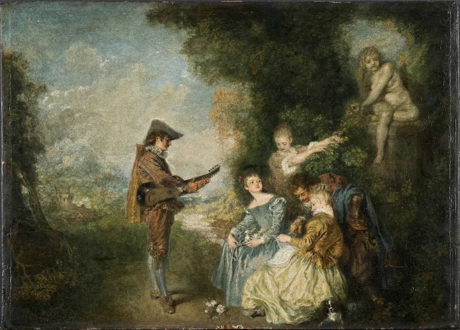 The Love Lesson Wall Art by Jean-Antoine Watteau - Canvas Print