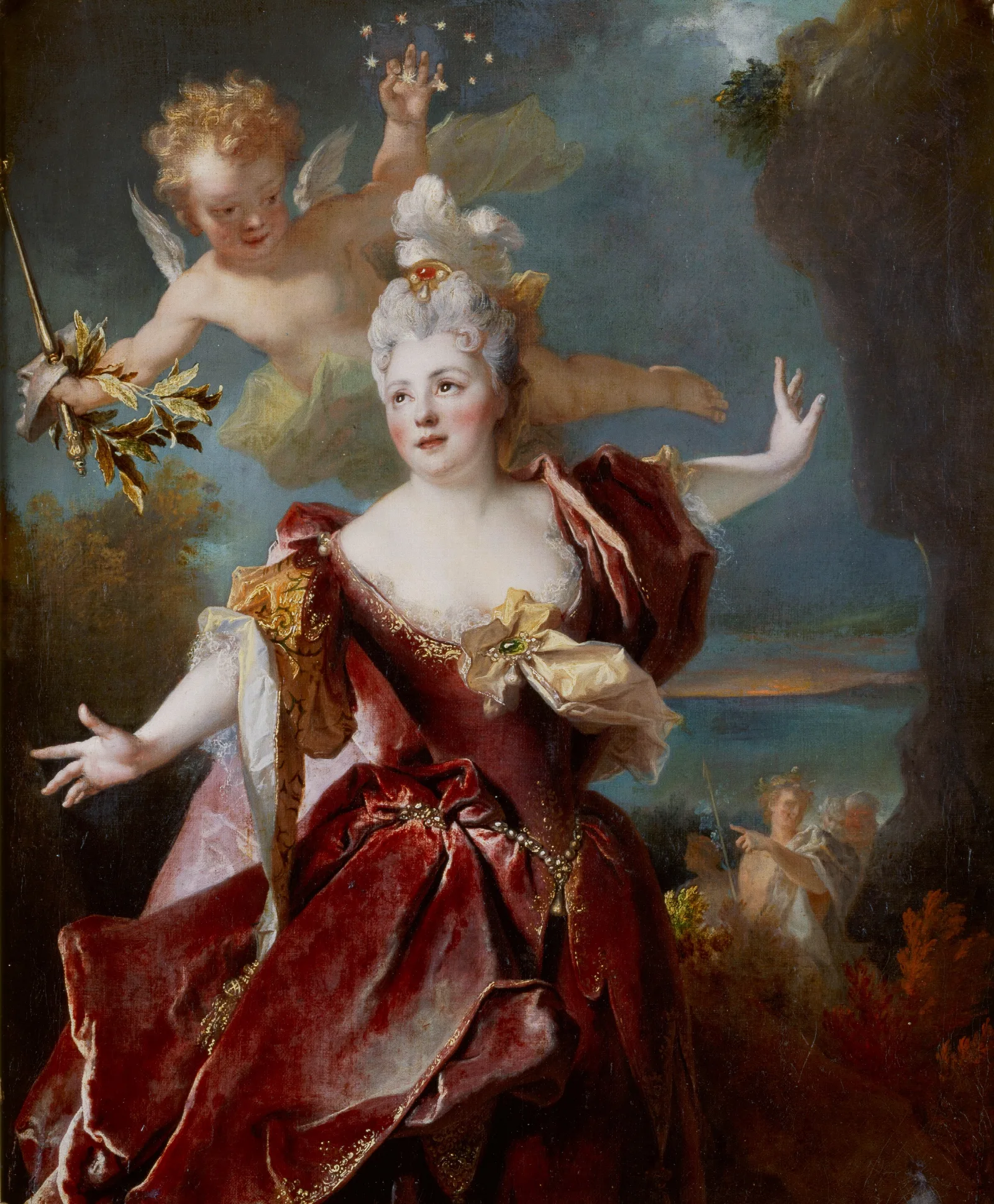 Portrait De La Comedienne Marie Anne De Chateauneuf Dite Mlle Duclos 1664 1747 Dans Le Role Dariane Wall Art by Nicolas de Largillière - Canvas Print