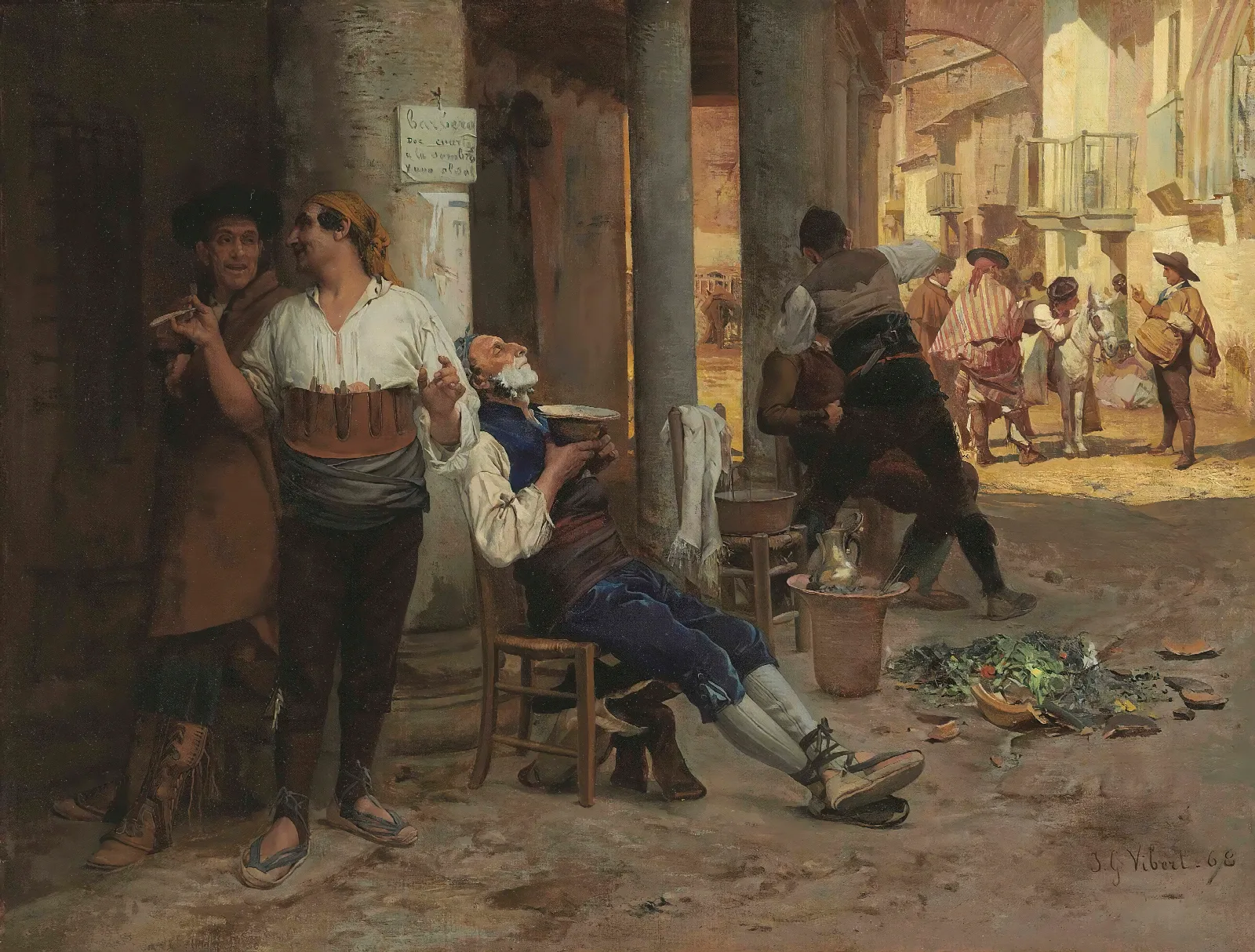 Barbier Ambulant Espagne Wall Art by Jehan Georges Vibert - Canvas Print