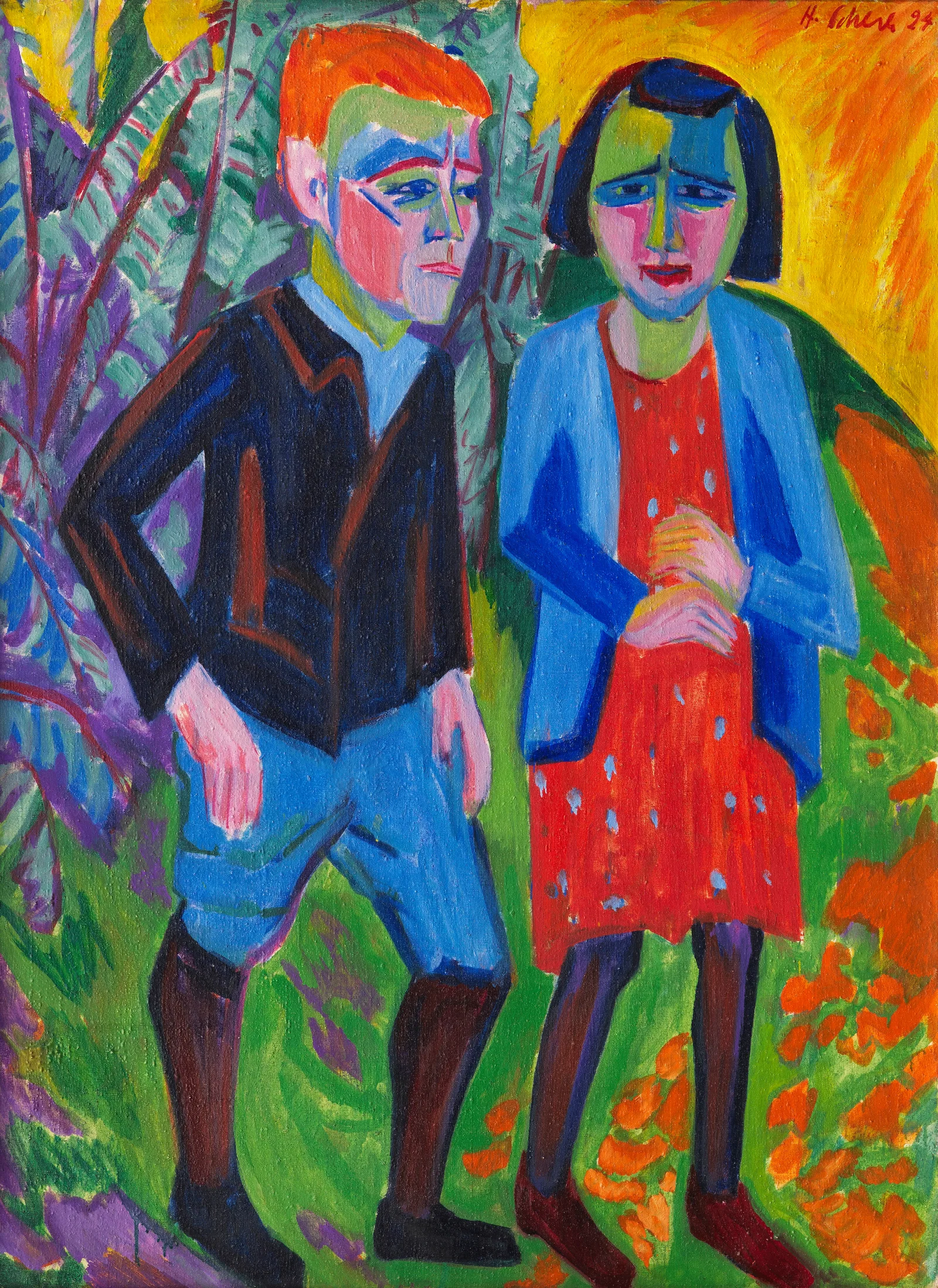 Couple In A Landscape Wall Art by Hermann Scherer - Canvas Print