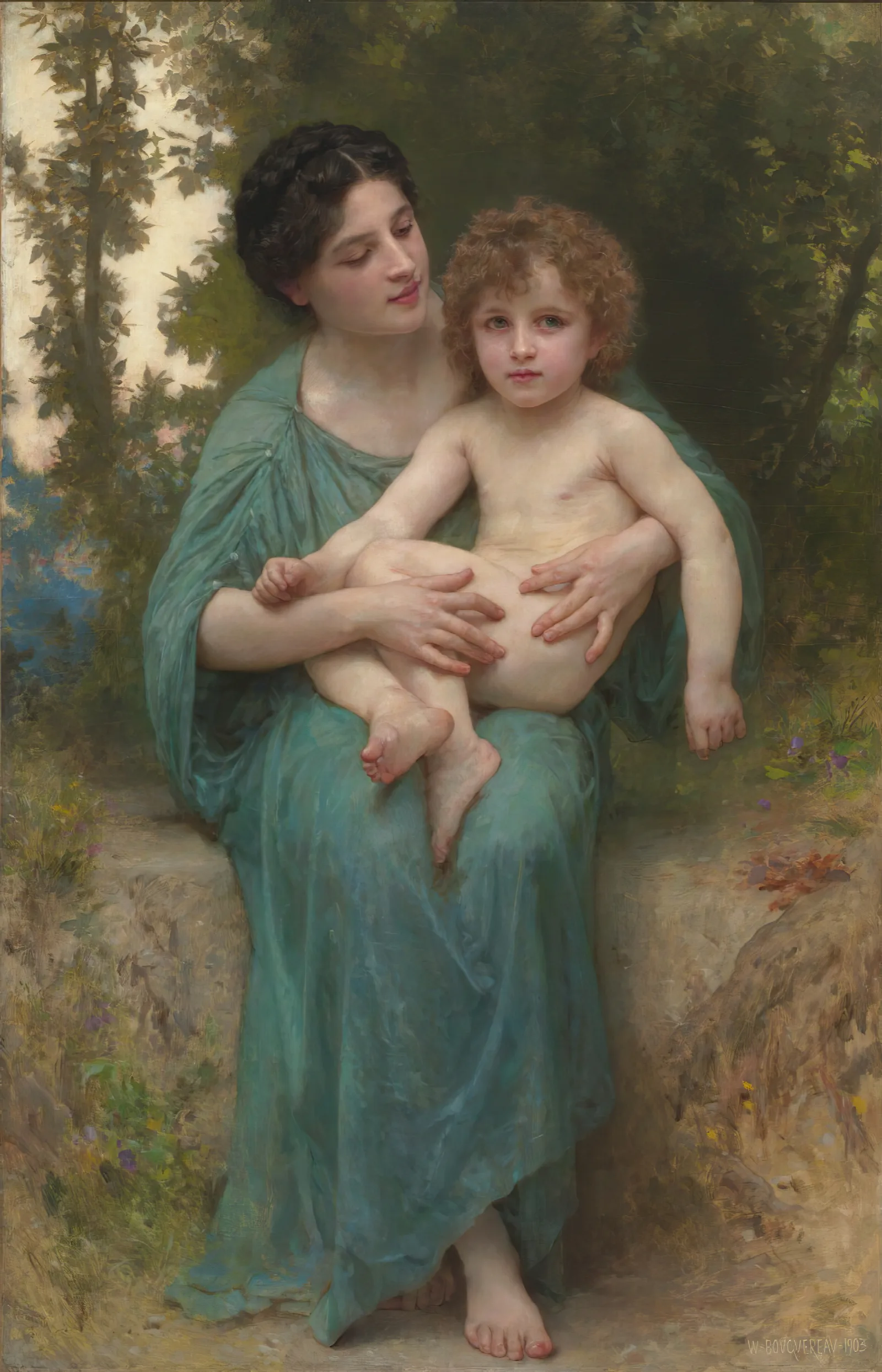 The Younger Brother Wall Art by William Bouguereau - Canvas Print