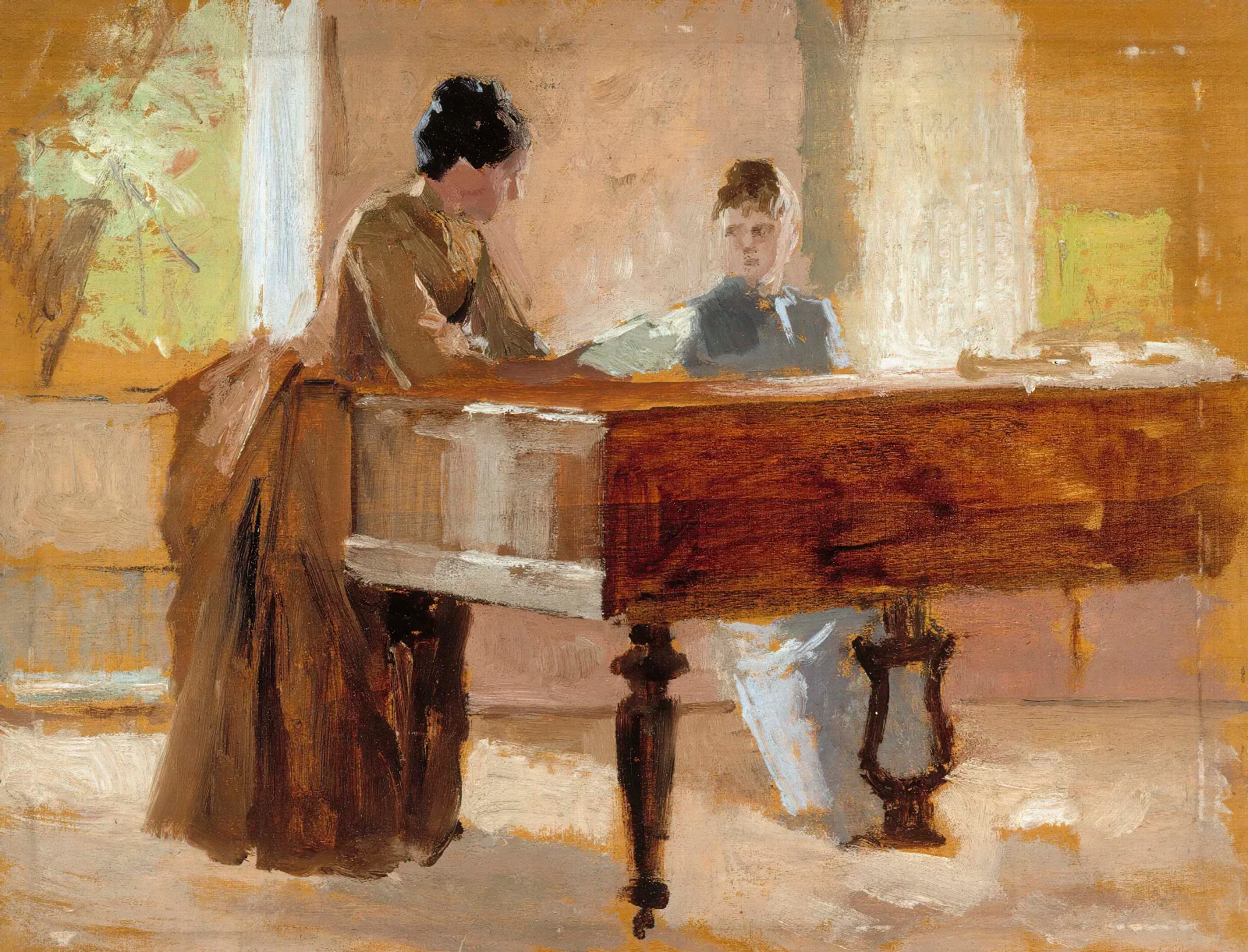 In The Drawing Room At Haikko Study For An Old Tune Wall Art by Albert Edelfelt - Canvas Print
