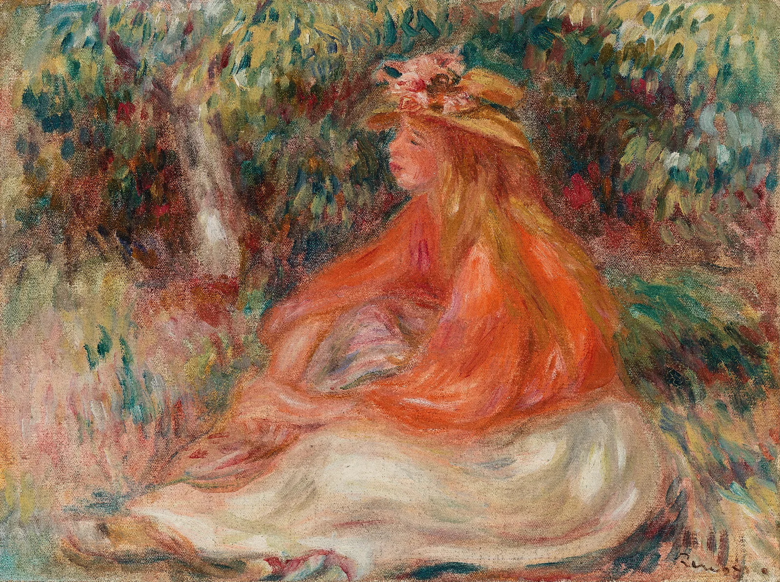 Seated Woman Femme Assise Wall Art by Pierre-Auguste Renoir - Canvas Print