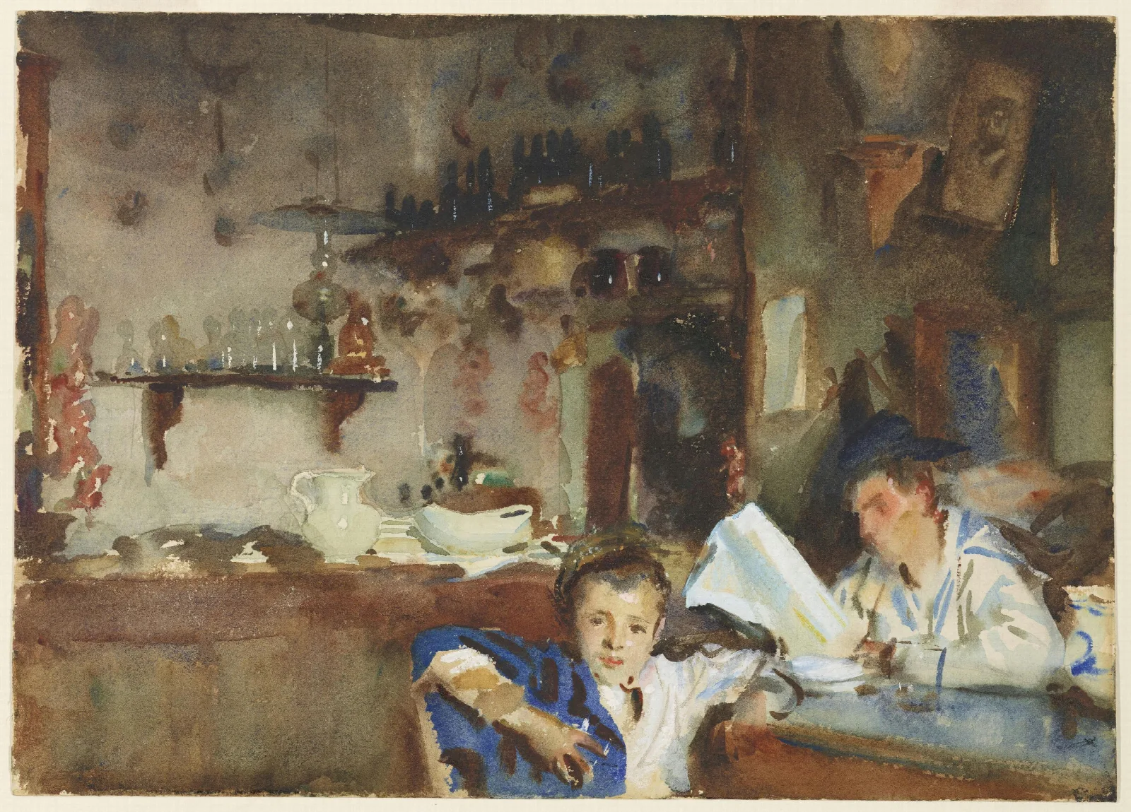 A Venetian Trattoria Wall Art by John Singer Sargent - Canvas Print