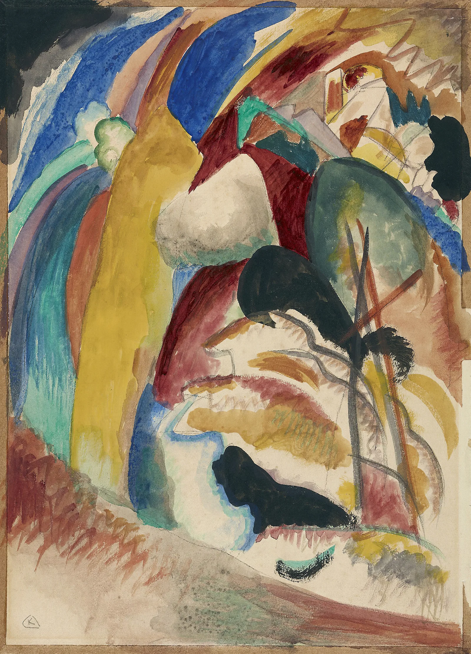 Draft For Picture With White Form Wall Art by Wassily Kandinsky - Canvas Print