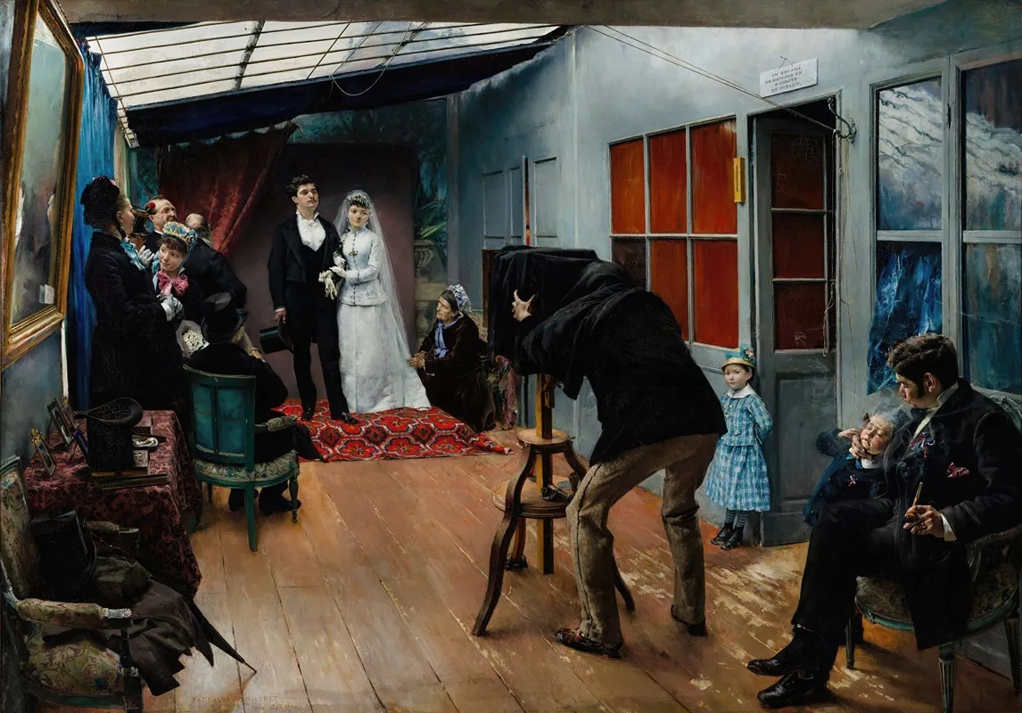 Wedding In The Photographers Studio Wall Art by Pascal-Adolphe-Jean Dagnan-Bouveret - Canvas Print