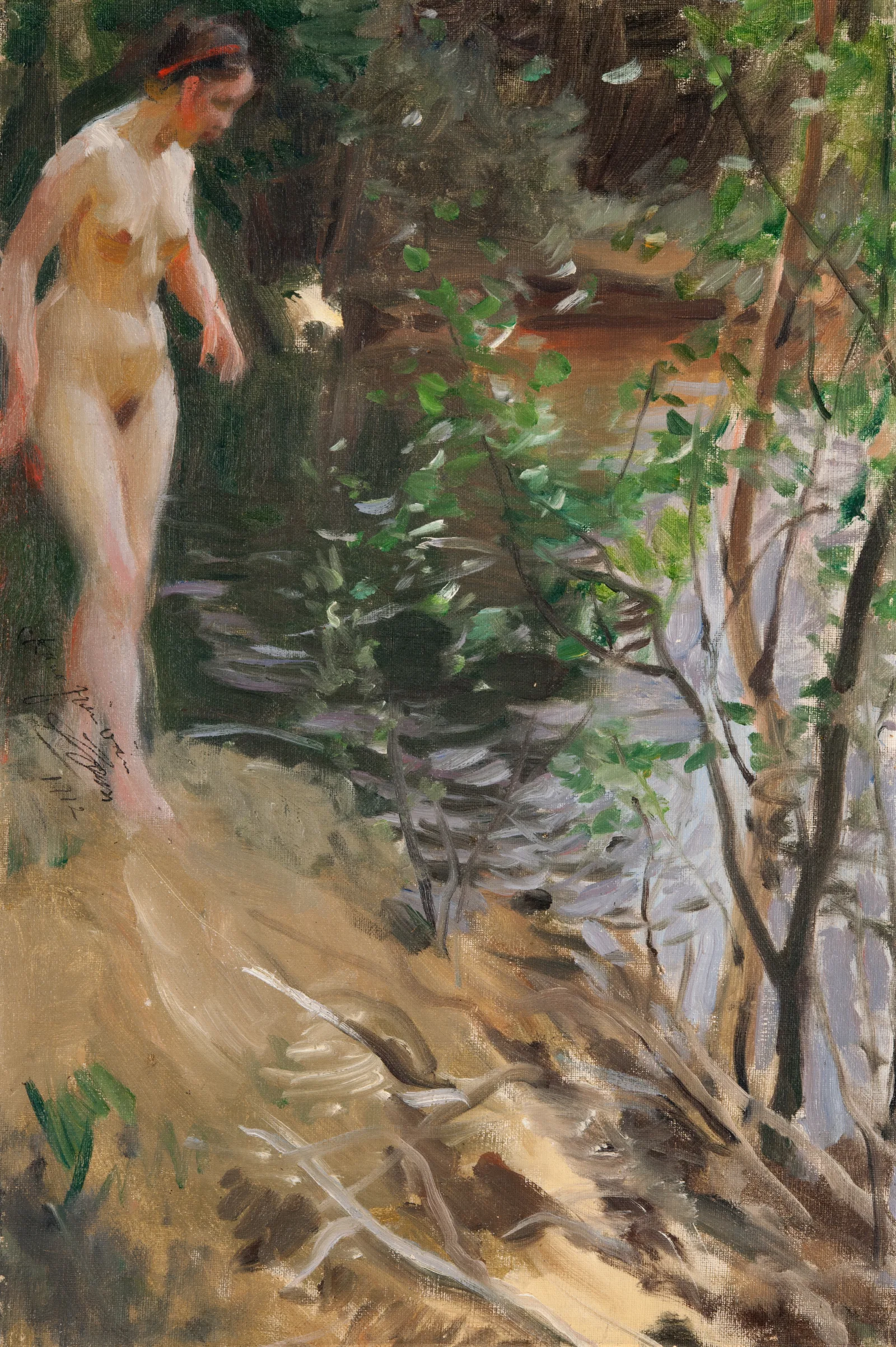 Model At Shore Wall Art by Anders Zorn - Canvas Print