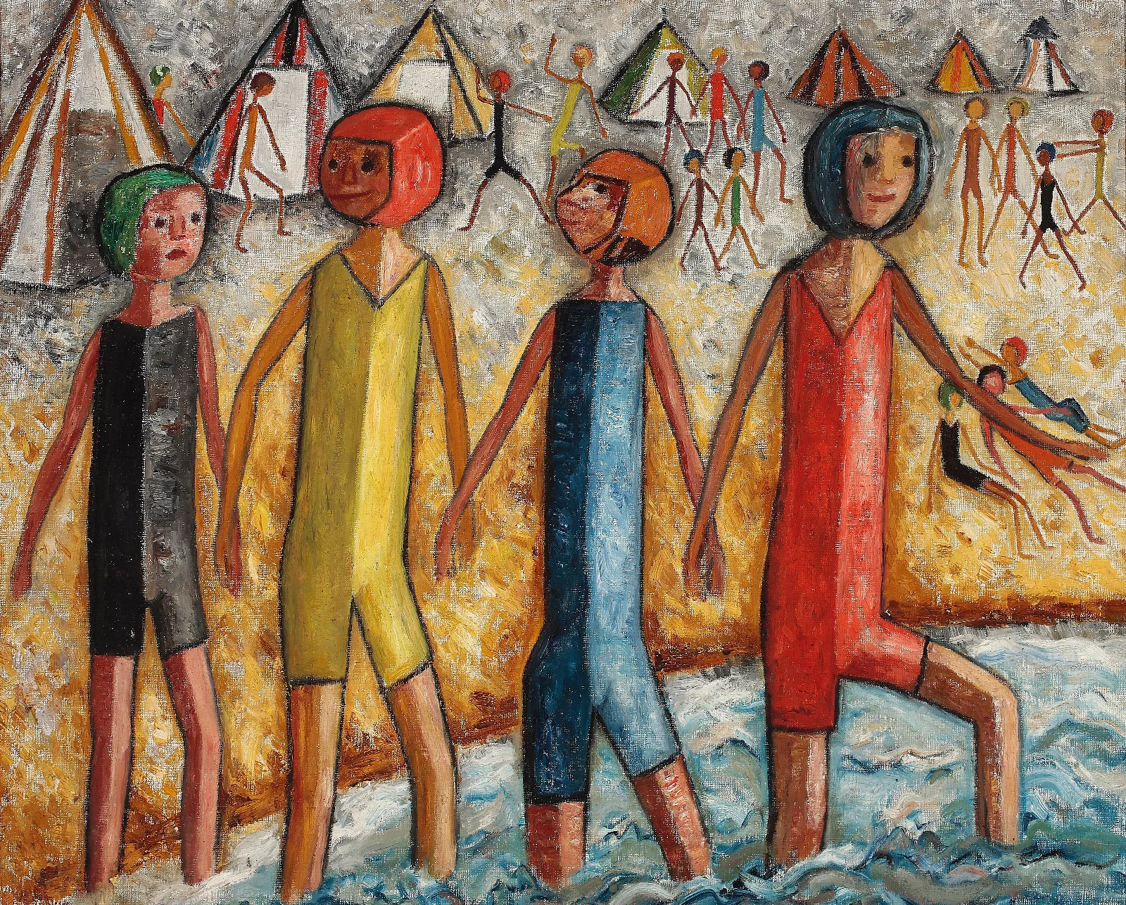 On A Beach Wall Art by Tadeusz Makowski - Canvas Print