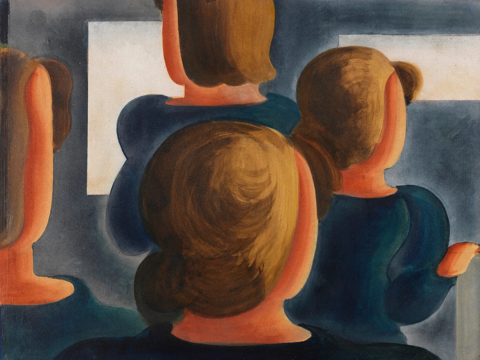 Vierergruppe Mit Grau Wall Art by Oskar Schlemmer - Canvas Print