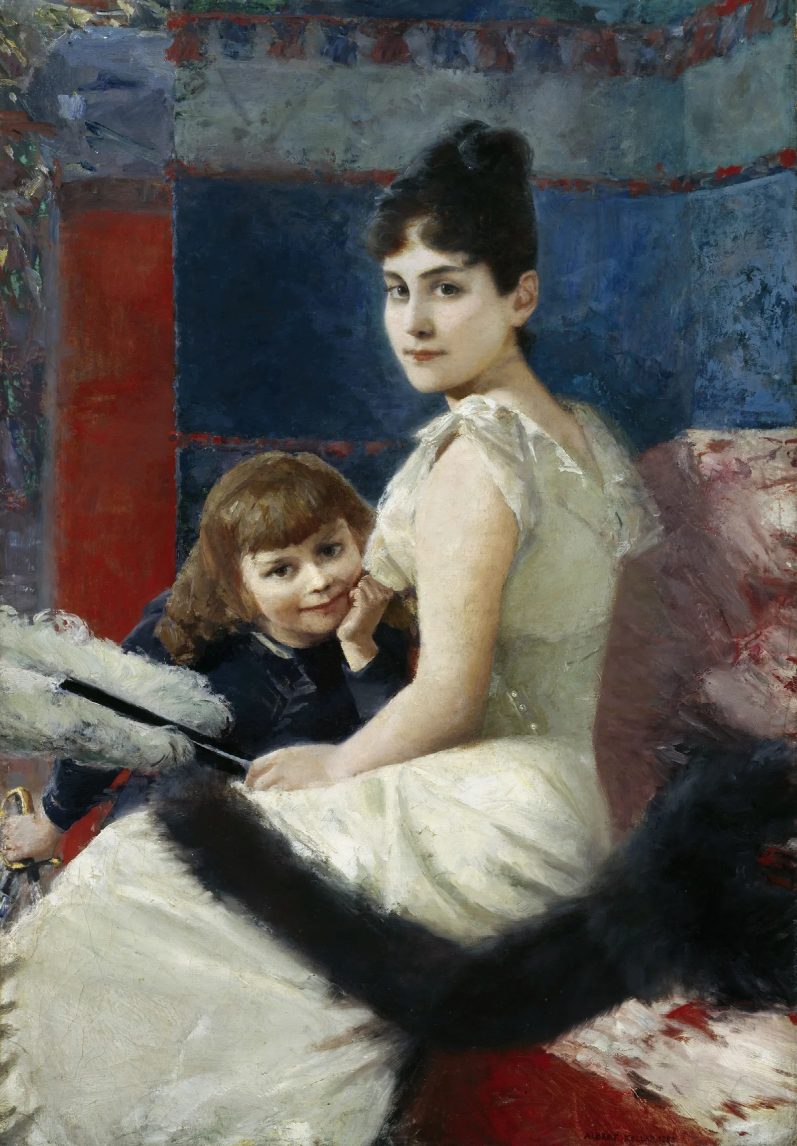 Irene Von Keller With Son Balthasar Wall Art by Albert von Keller - Canvas Print
