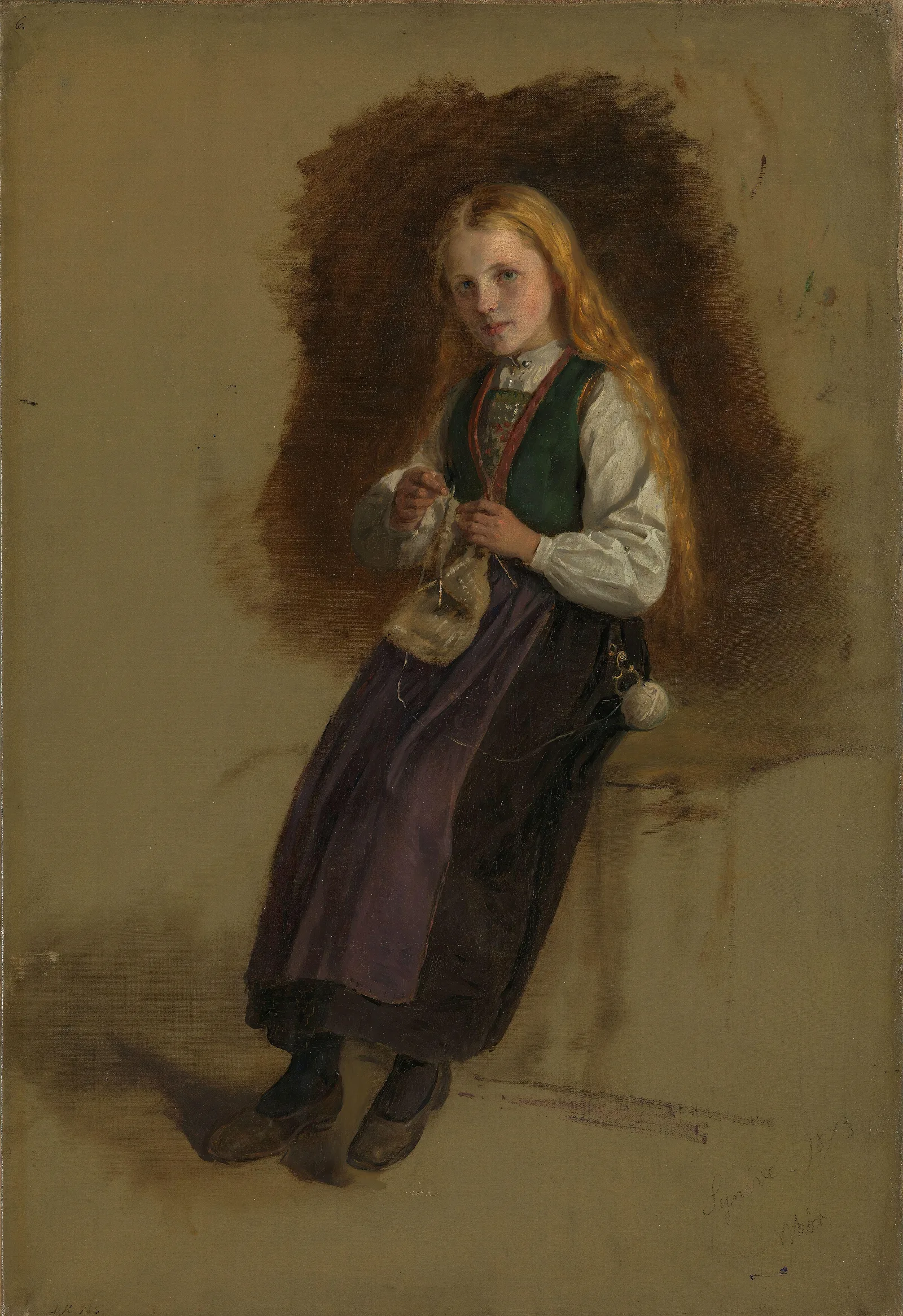 Portrait Of Syneve Larsdatter From Vikor Wall Art by Adolph Tidemand - Canvas Print