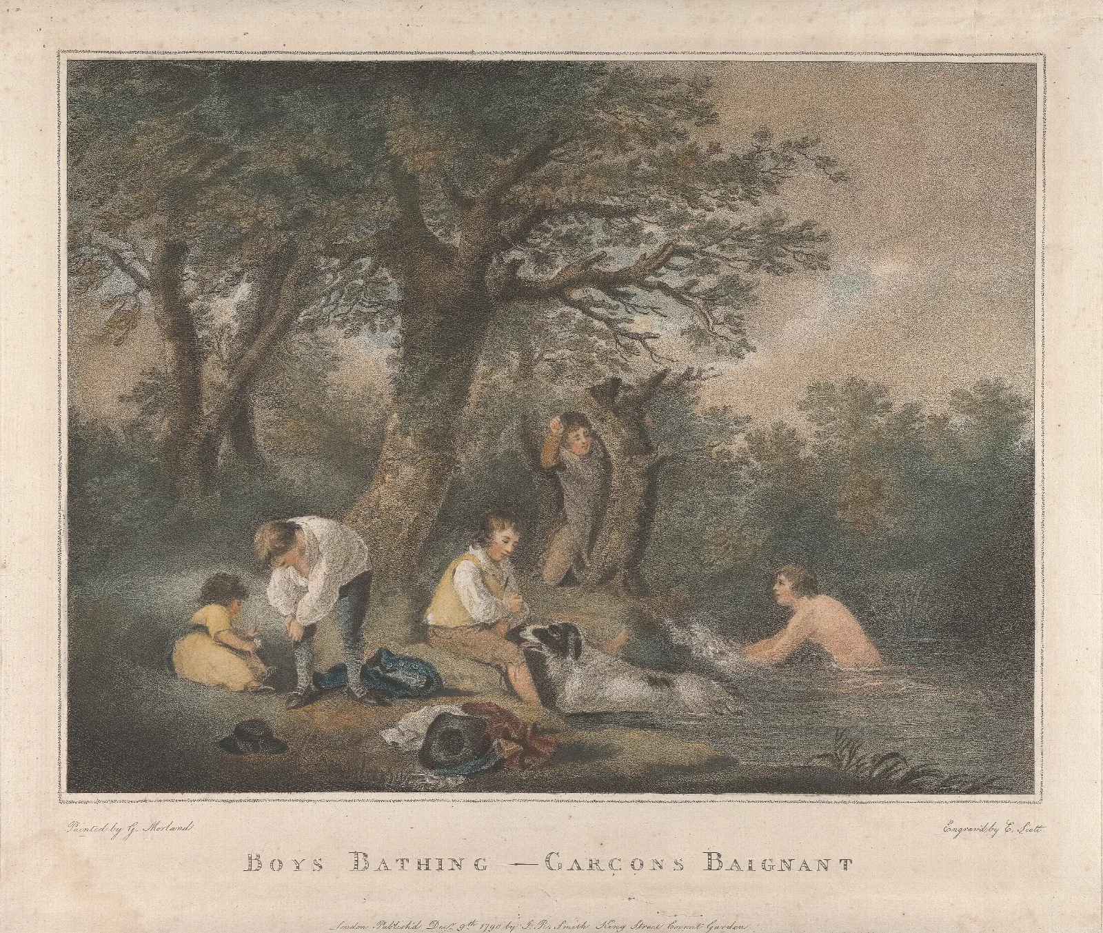 Boys Bathing 8 Wall Art by George Morland - Canvas Print