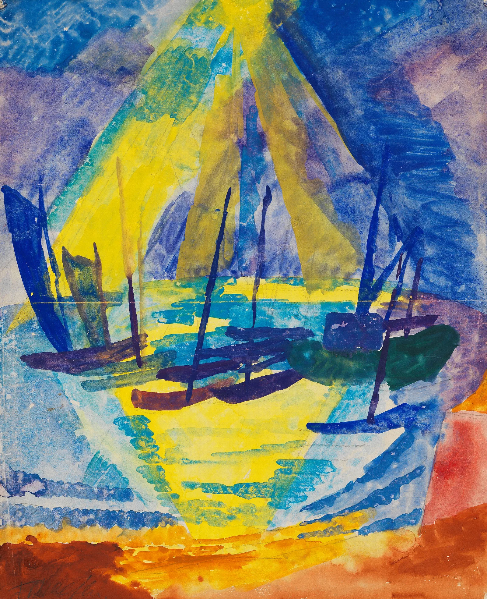 Boote In Der Abendsonne Wall Art by Fritz Schaefler - Canvas Print