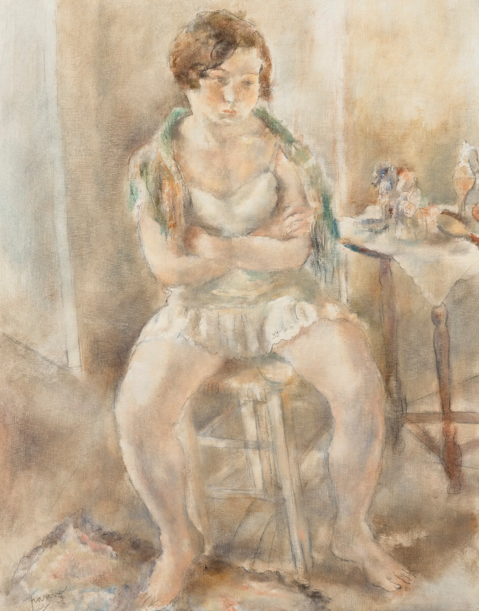 Nenette A La Villa Des Camelias Wall Art by Jules Pascin - Canvas Print