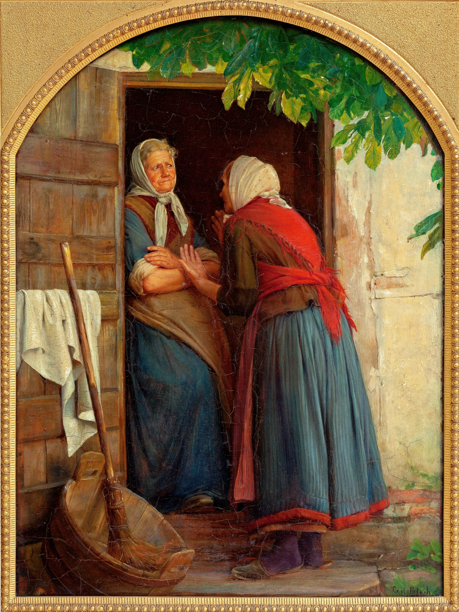 Two Women Talking 2 Wall Art by Carl Bloch - Canvas Print