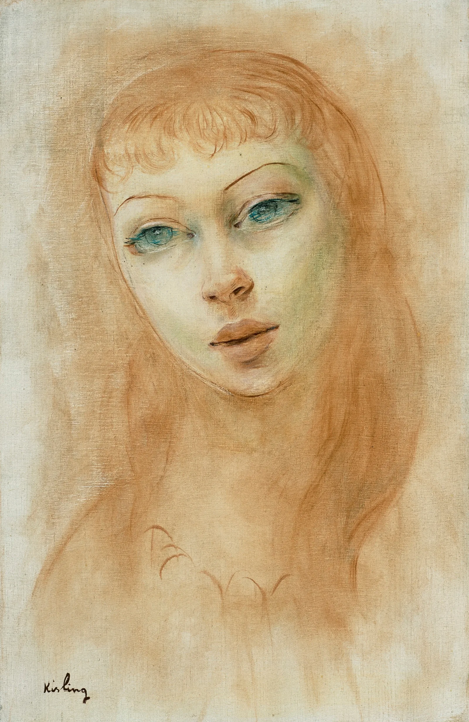 Portrait De Femme 29 Wall Art by Moïse Kisling - Canvas Print