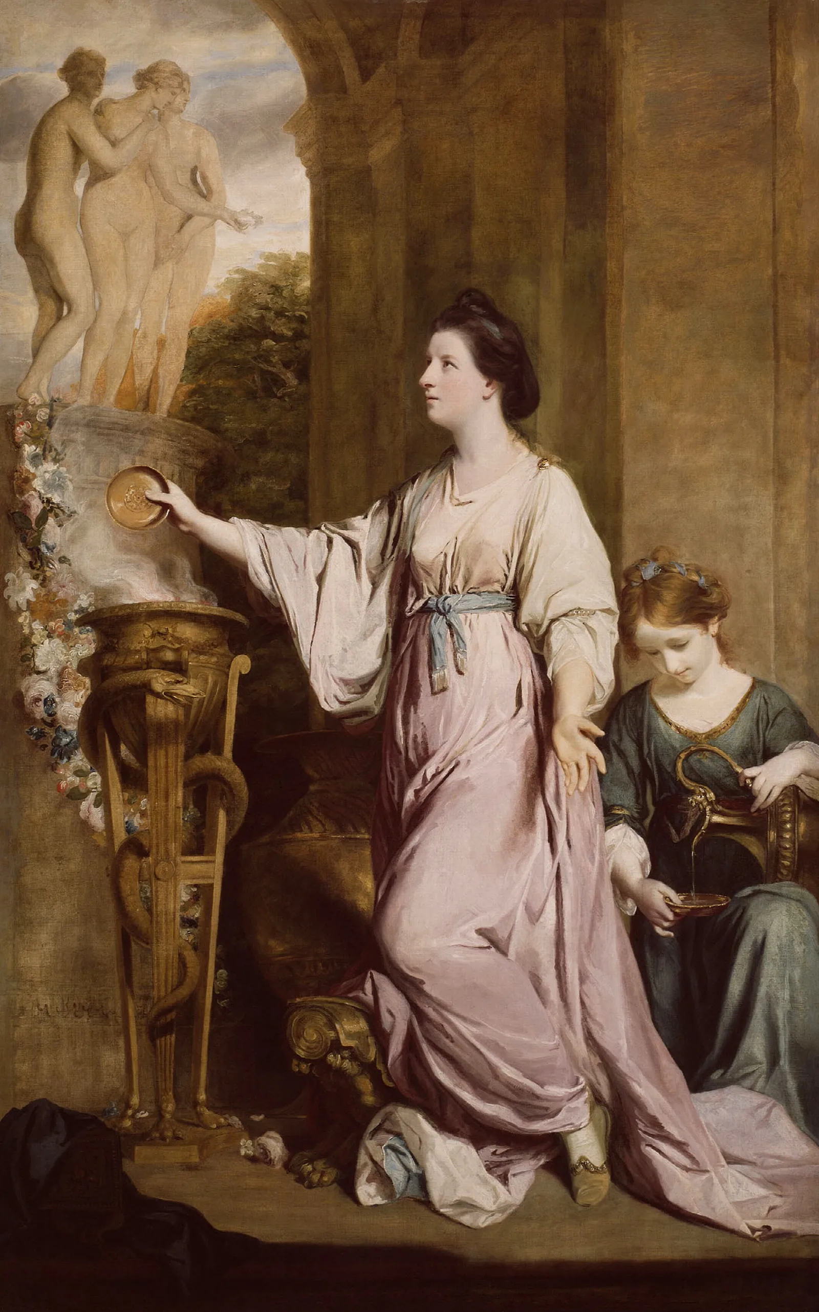 Lady Sarah Bunbury Sacrificing To The Graces Wall Art by Sir Joshua Reynolds - Canvas Print