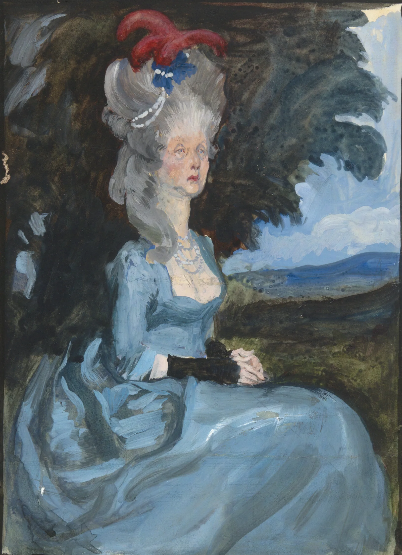 Study For Aunt Pedigree From Oliver Goldsmiths She Stoops To Conquer Wall Art by Edwin Austin Abbey - Canvas Print