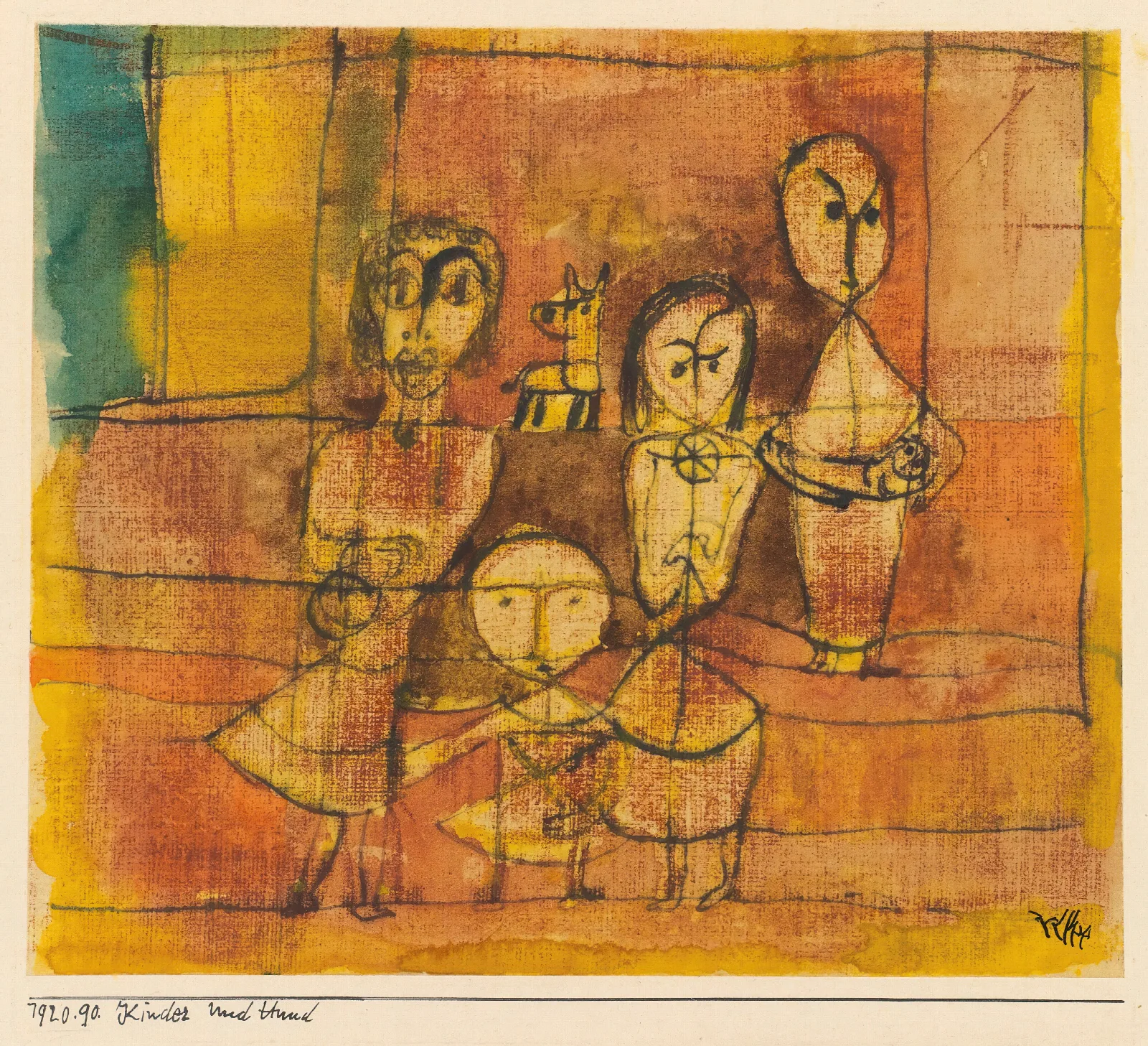 Kinder Und Hund Children And Dog Wall Art by Paul Klee - Canvas Print