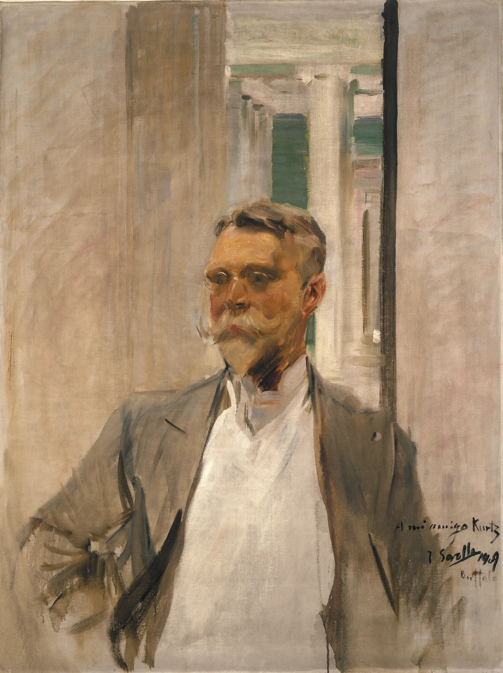 Portrait Of Charles M Kurtz Founding Director Albright Art Gallery 1905 1909 Wall Art by Joaquín Sorolla - Canvas Print