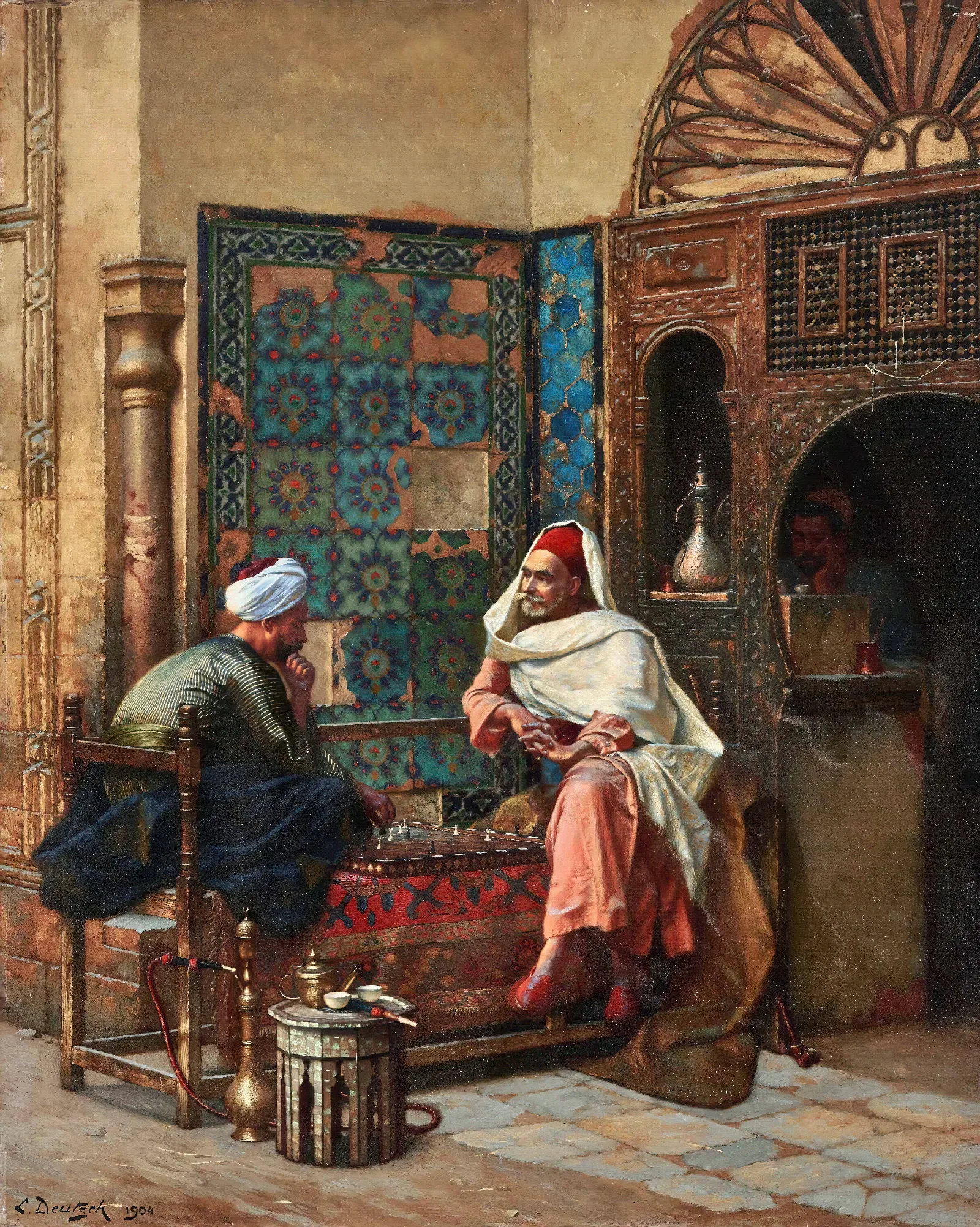 The Chess Players Wall Art by Ludwig Deutsch - Canvas Print