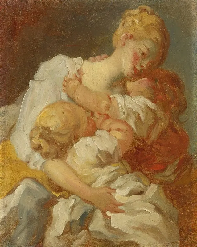 Les Baisers Maternels Wall Art by Jean-Honoré Fragonard - Canvas Print