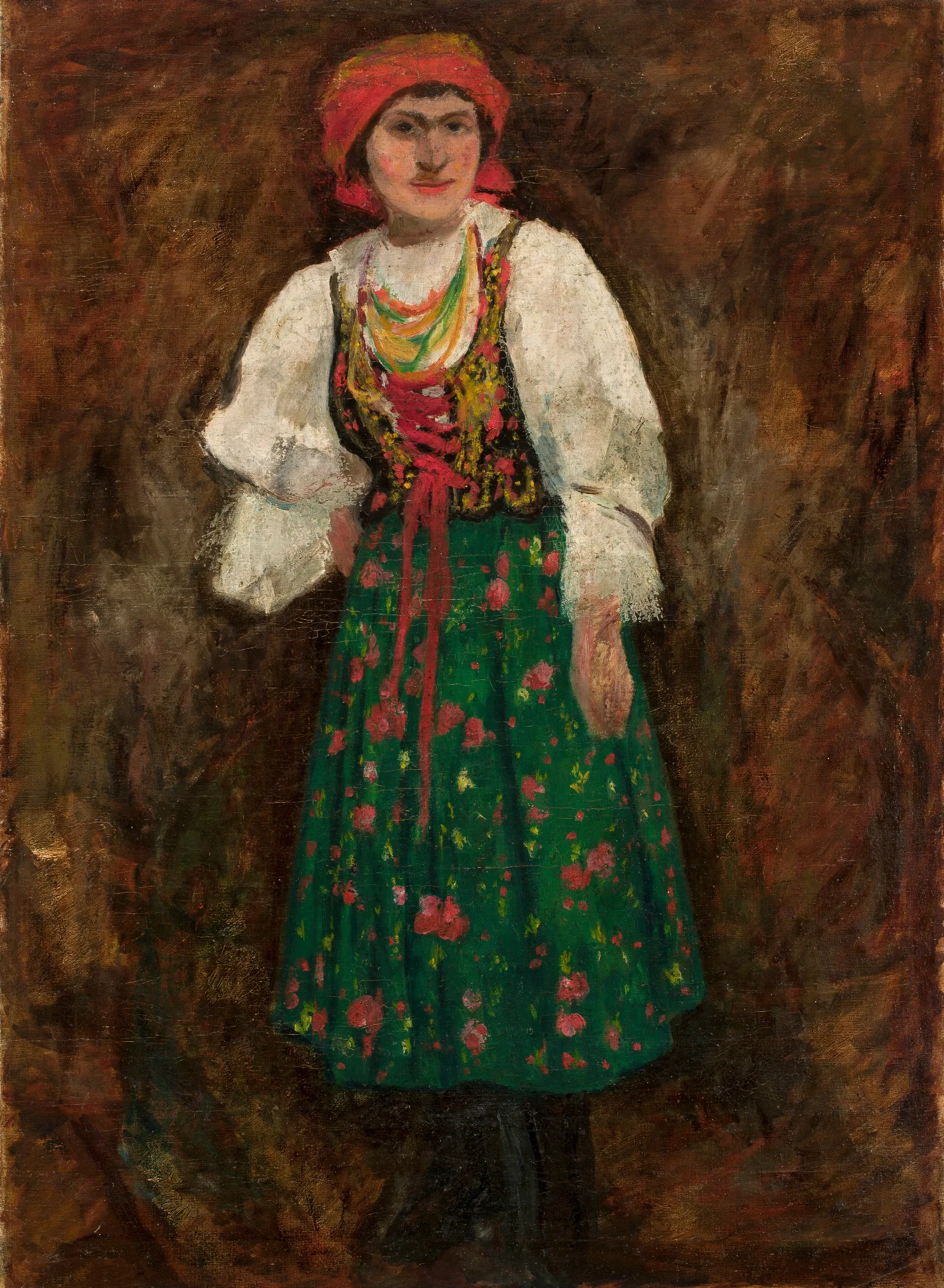 Woman In A Krakow Folk Costume Wall Art by Tadeusz Makowski - Canvas Print