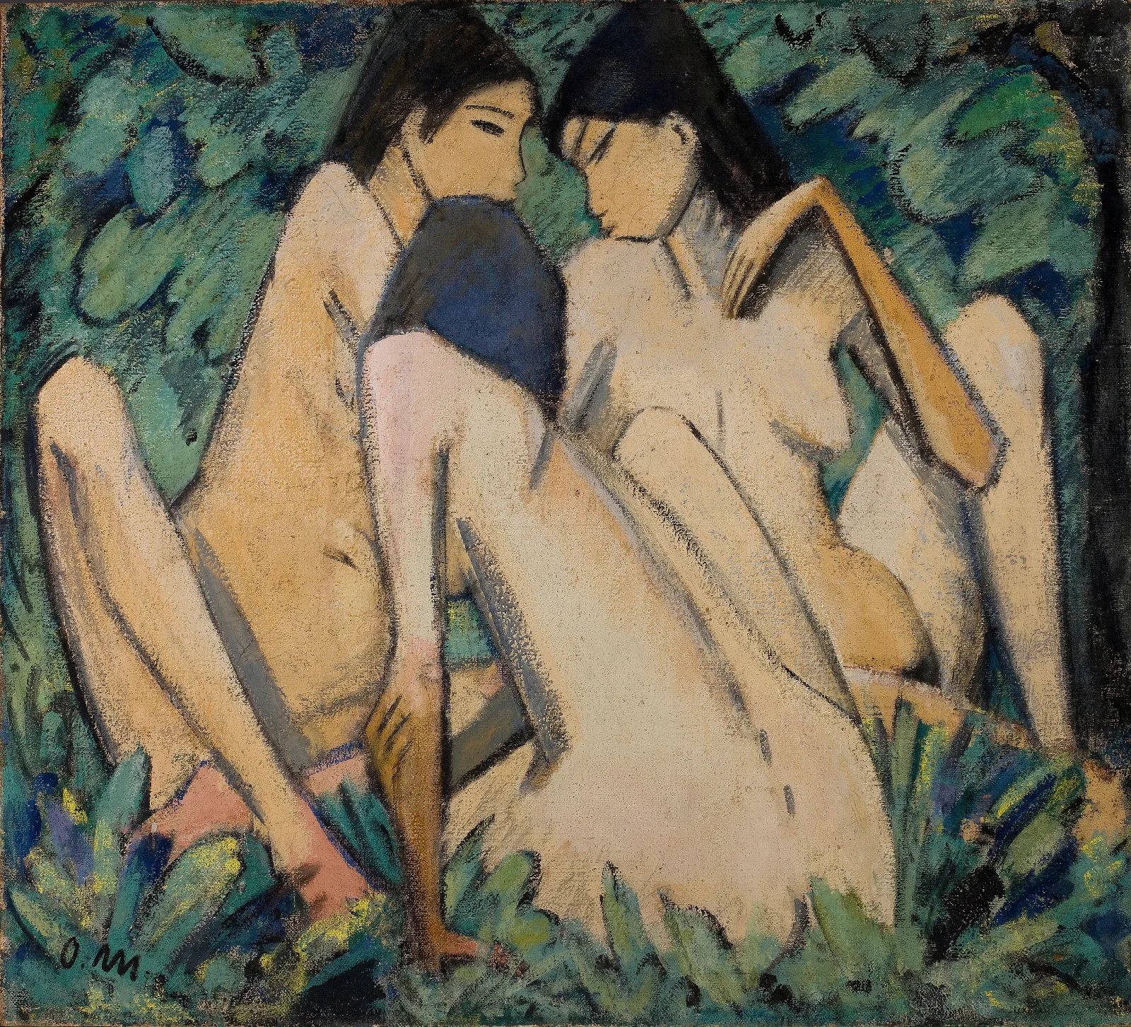 Three Women In A Wood Wall Art by Otto Mueller - Canvas Print