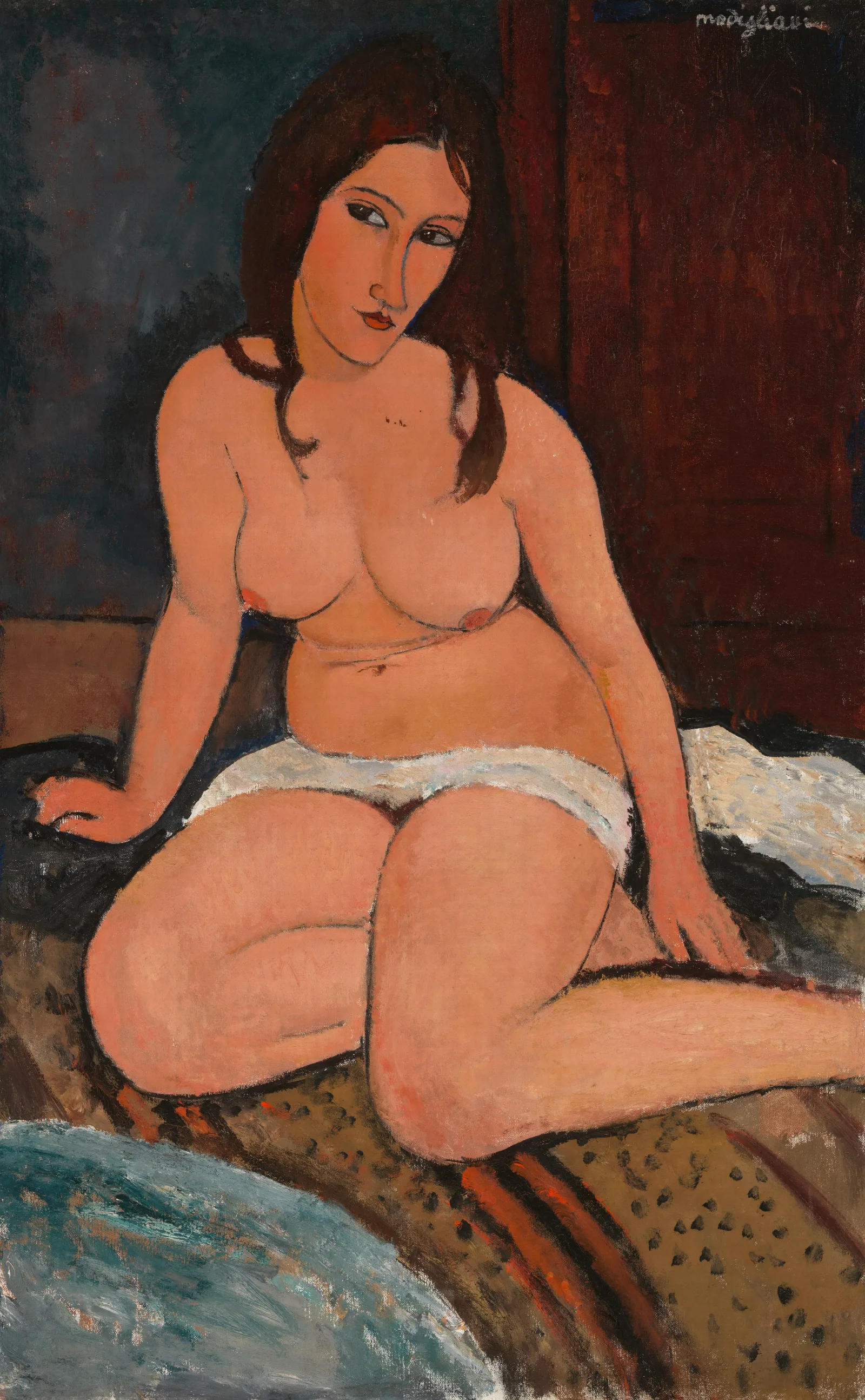 Seated Nude 19 Wall Art by Amedeo Modigliani - Canvas Print