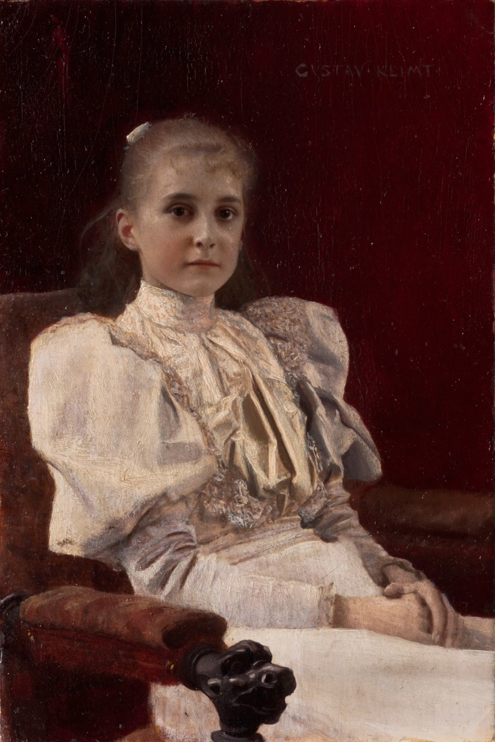 Seated Young Girl Wall Art by Gustav Klimt - Canvas Print