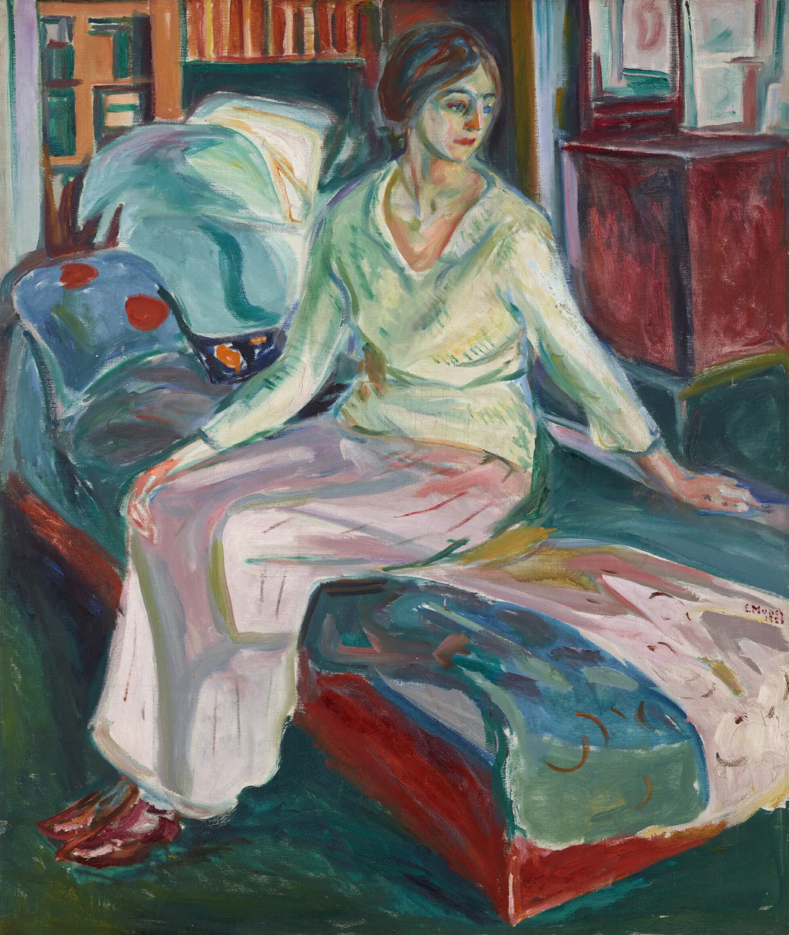 Seated Model On The Couch Wall Art by Edvard Munch - Canvas Print