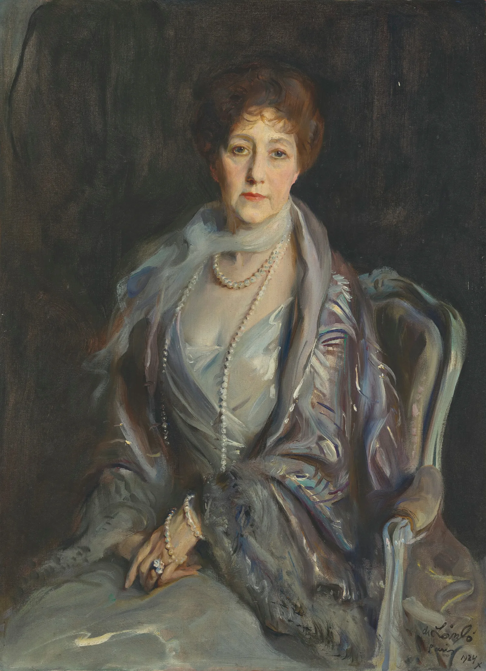 Marquise De Laborde Pauline Leon Nee Pauline De Rafelis De Saint Sauveur Wall Art by Philip Alexius de László - Canvas Print