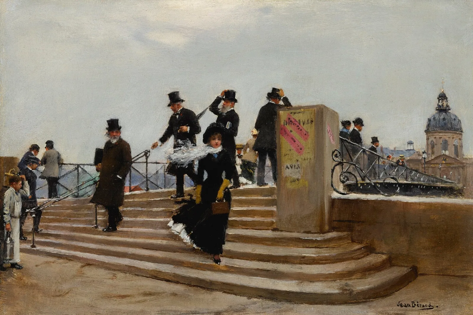 Le Pont Des Arts Par Grand Vent Wall Art by Jean Béraud - Canvas Print