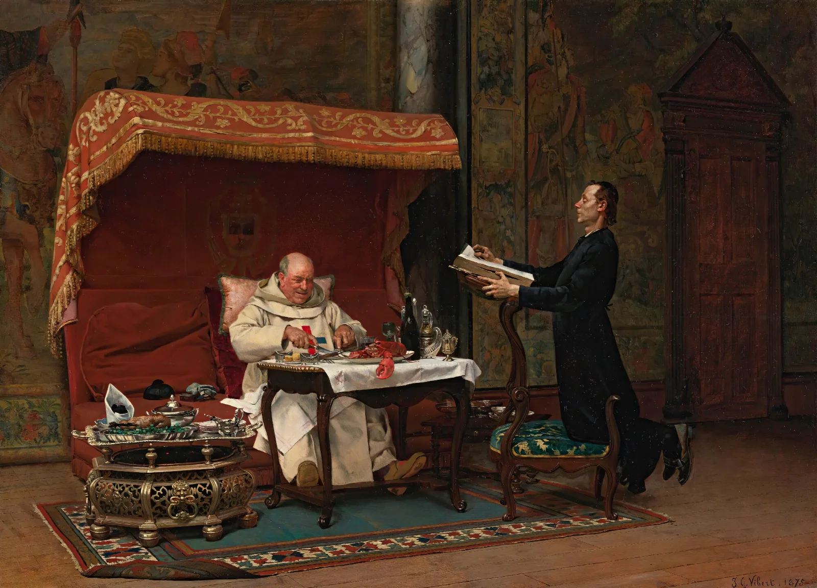 The Canons Dinner 2 Wall Art by Jehan Georges Vibert - Canvas Print