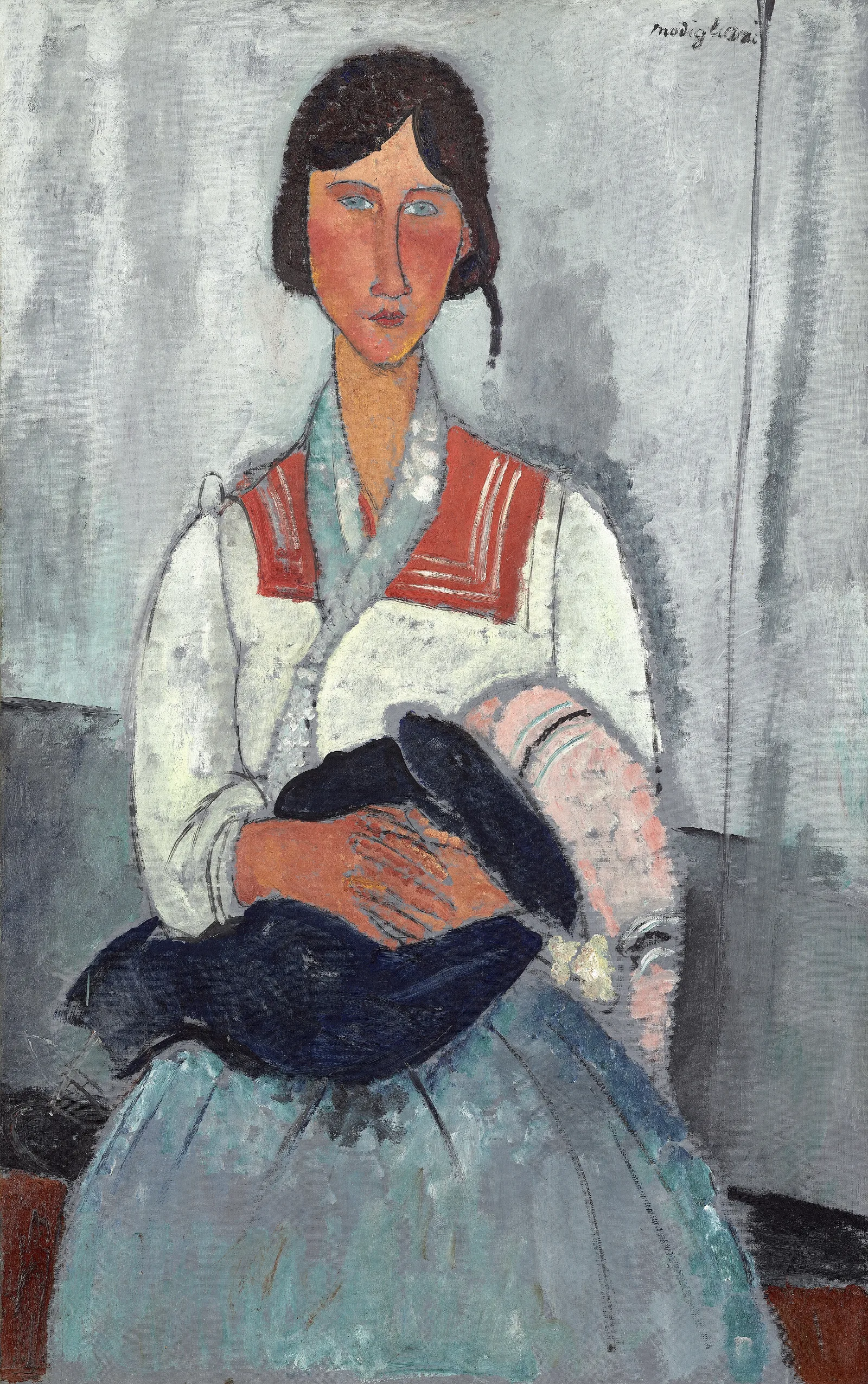 Gypsy Woman With Baby Wall Art by Amedeo Modigliani - Canvas Print